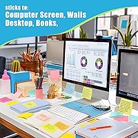 Vista 6 de SACATR 30 Pads Sticky Notes, Sticky Note Pads 3x3 inches, 10 Bright Color Sticky Notes,Self-Stick Note Pads, Perfect for Office Home School(100
