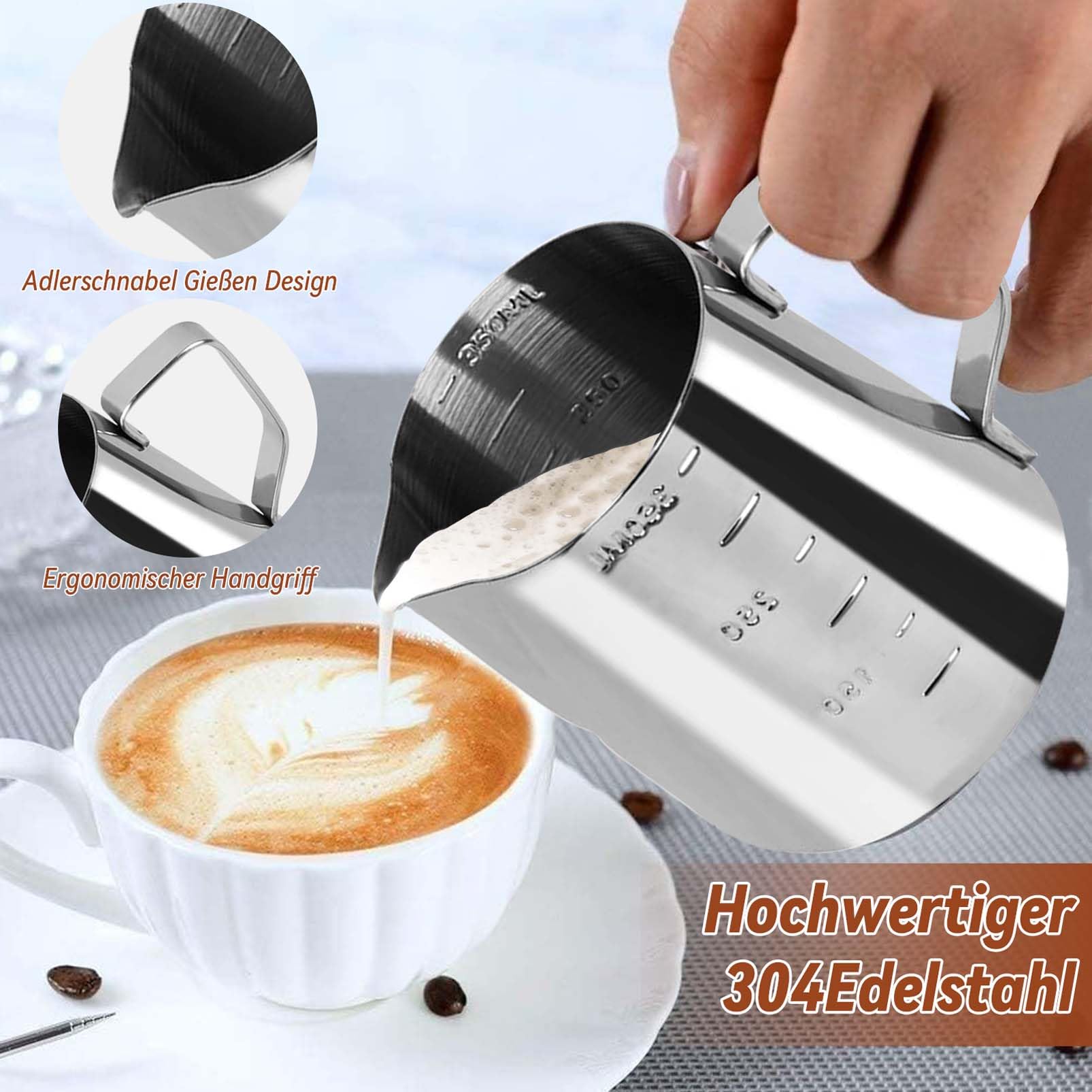 Set di 22 Tamper caffè Espresso, Accessori per Barista, distributore di caffè con 51 mm, per Espresso e Espresso, Frusta per caffè, Cucchiaio, brocca per schiumare, Penna e Stencil Decorativi