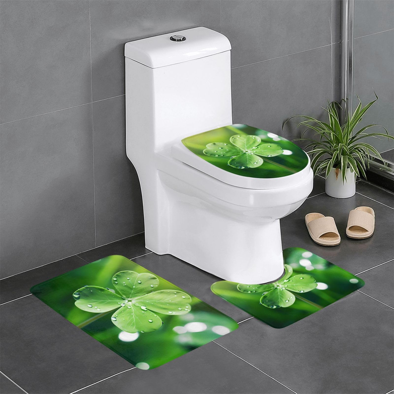 Tapis de salle de bain antidérapants lot de 3 contour WC et meuble coiffeuse