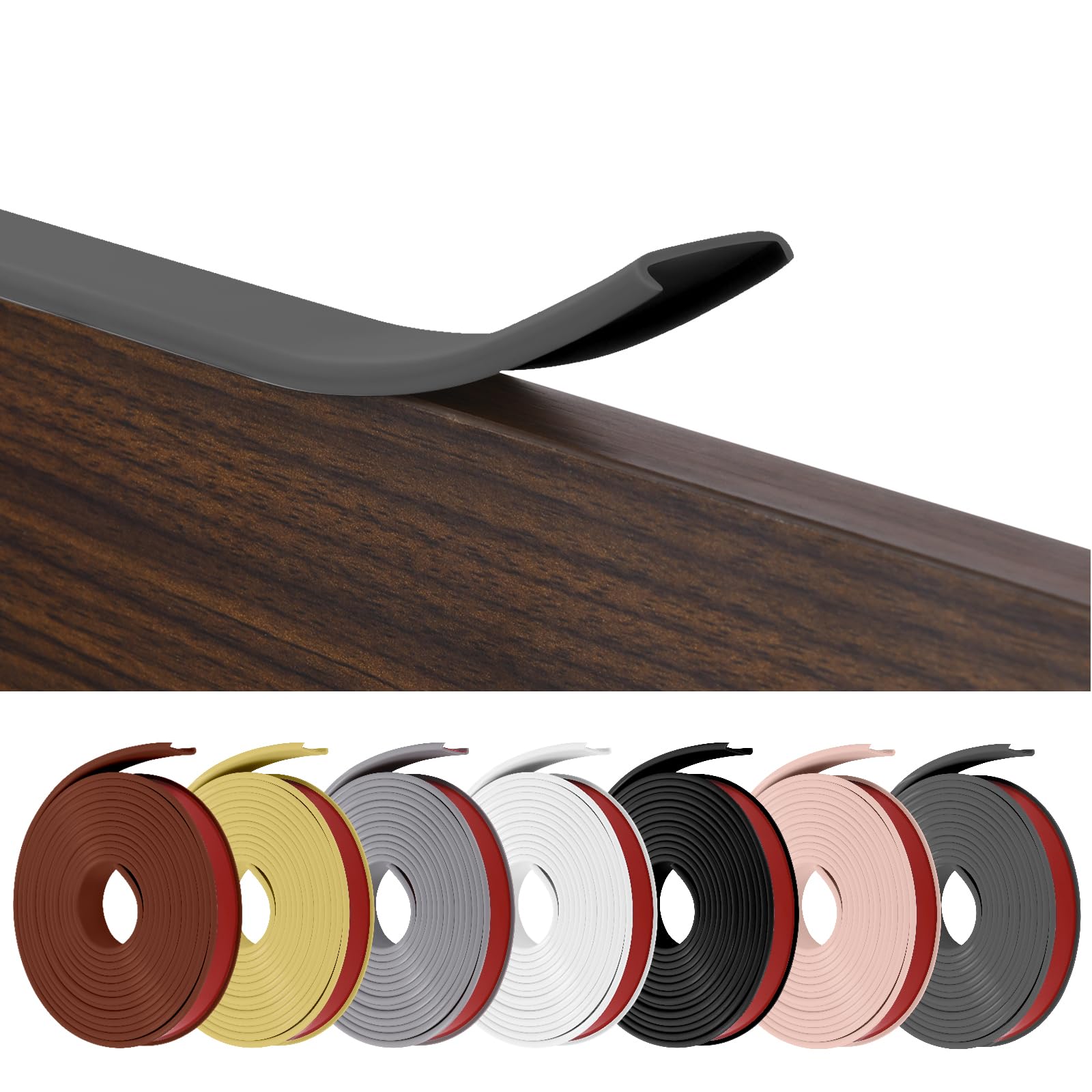 Flintronic Bordatura Autoadesiva per Mobili Forma di U, 5m×18mm Nastro Perimetrale per Mobili Flessibile, Striscia di Protezione del Bordo del Desktop per Fai-da-te, Bordi Piani Lavoro-Grigio Scuro
