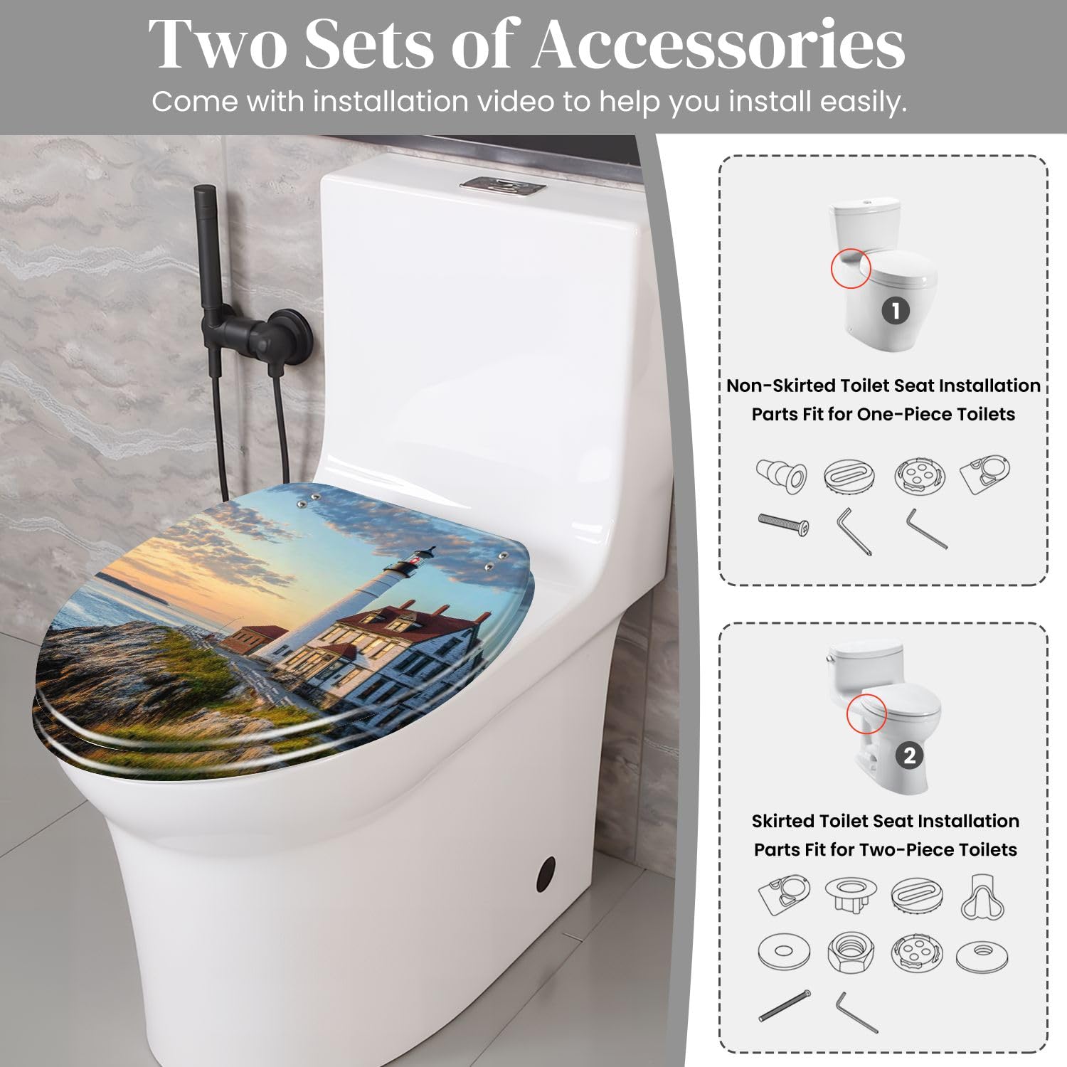 Asiento de inodoro alargado de resina Sunrise para baño