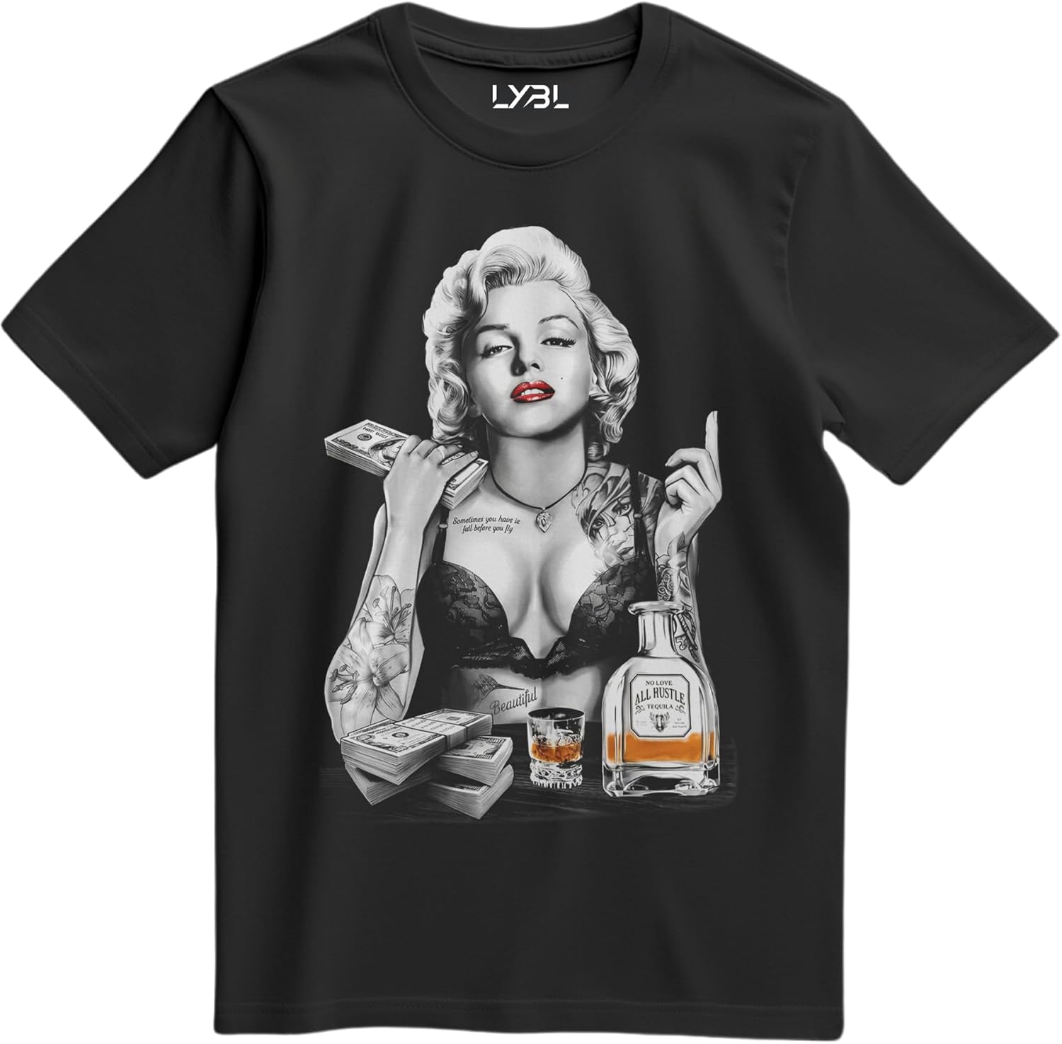 Blonde Bombshell Icon Money Tequila Hustle Shirt Vintage Pinup Grind Tee