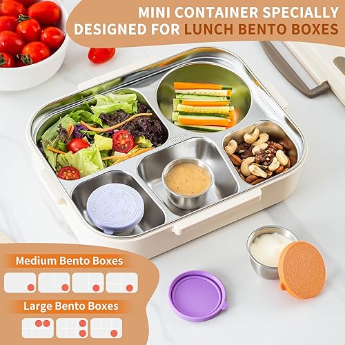 Miniatura 5 de Paquete de 8 - Recipientes pequeños de 2.4 oz para aderezo de ensalada para llevar, recipientes de condimentos a prueba de fugas con tapas, tazas de