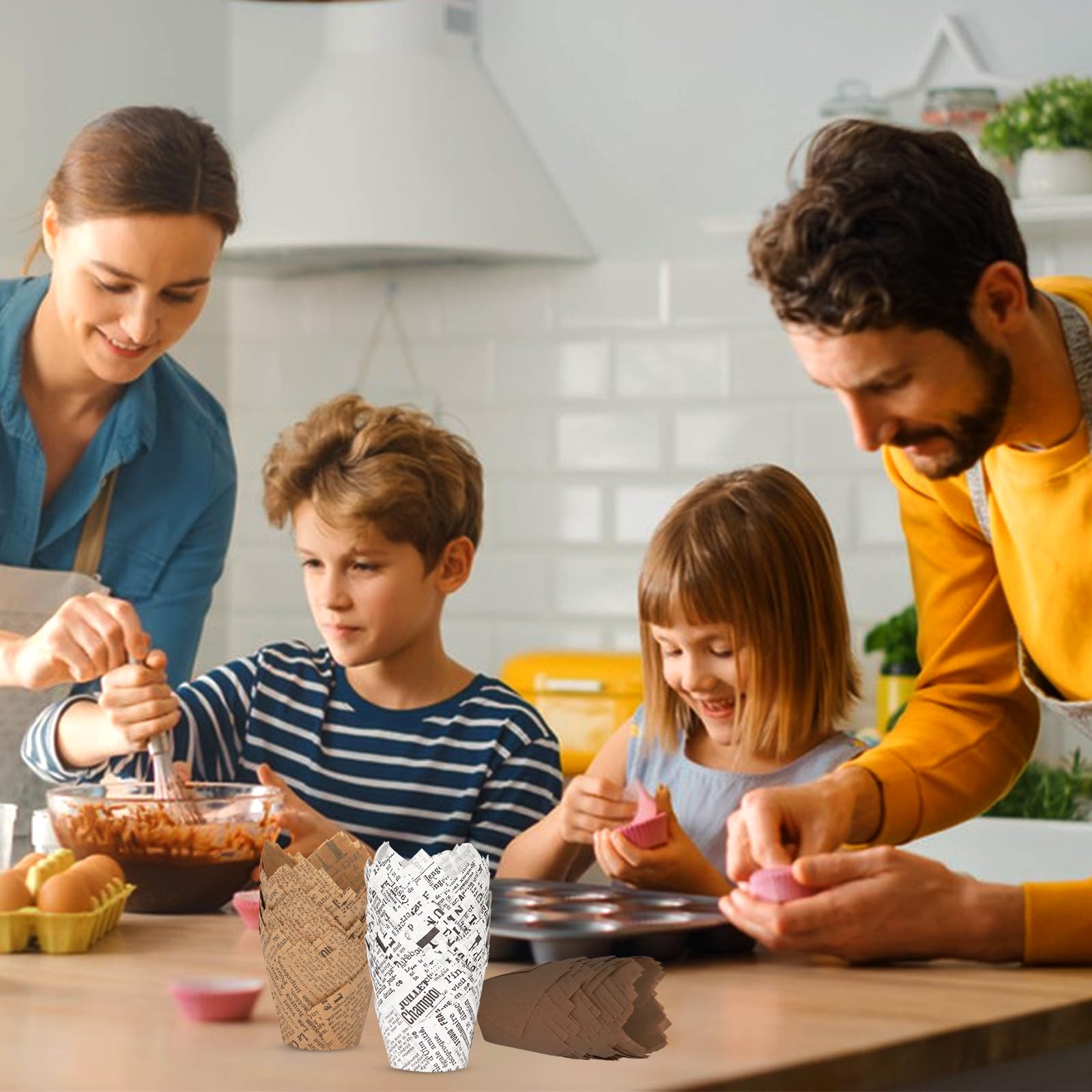 200 sztuk papierowych foremek do muffinek w kształcie tulipanów, do muffinek, babeczek, babeczek, babeczek, na wesele, urodziny, do pieczenia i dekorowania, 200 sztuk