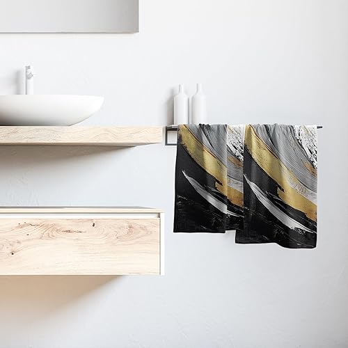 Vista 299 de Toallas de mano en blanco y negro – Toallas clásicas a rayas blancas y negras, toallas de baño modernas y sencillas, toallas de baño absorbentes