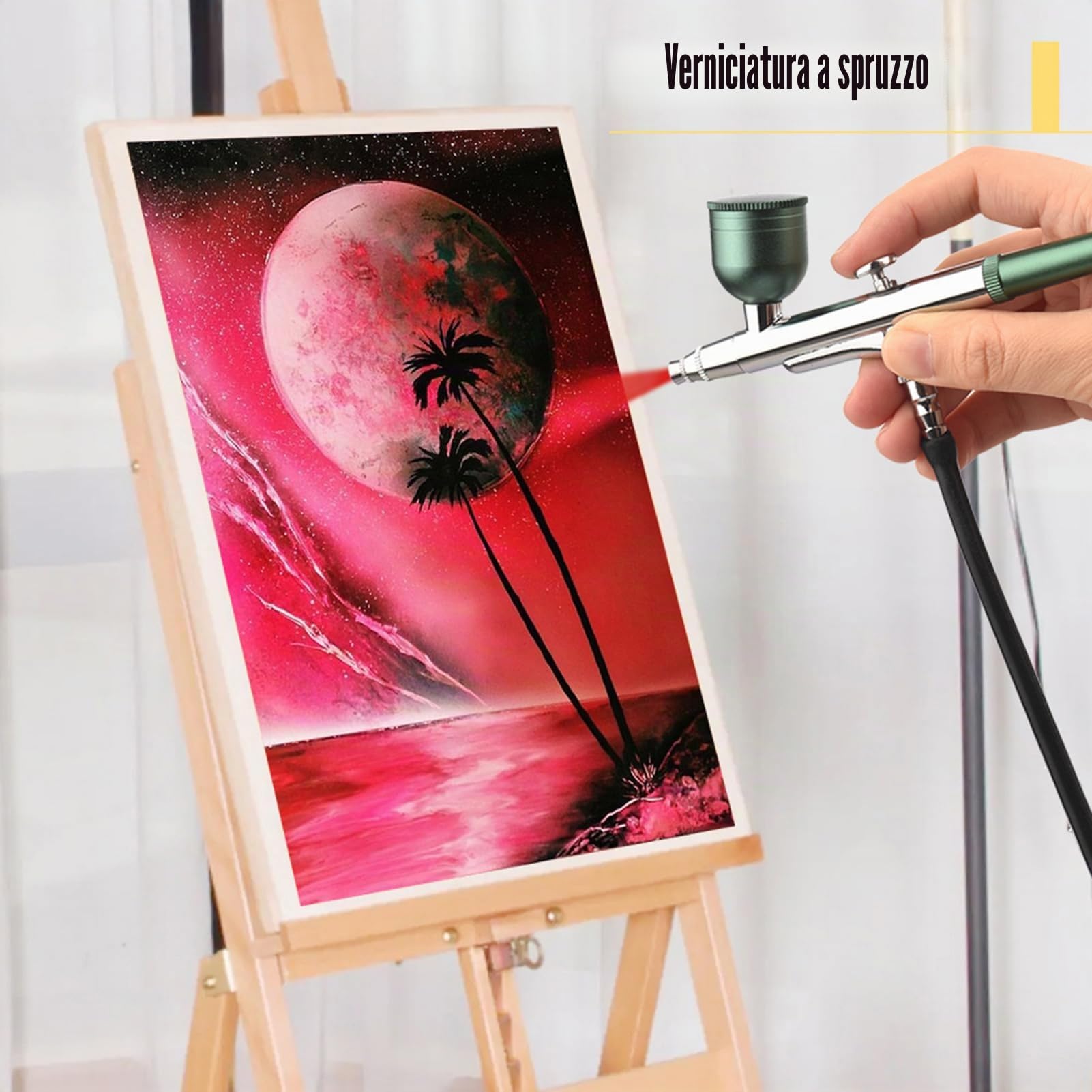 Kavolet Kit Aerografo Portatile Doppia Azione 0.4mm 25 PSI | Professionale Airbrush con Compressore 12V con pressione regolabile 5 livelli, per pasticceria, unghie, trucco, modellismo