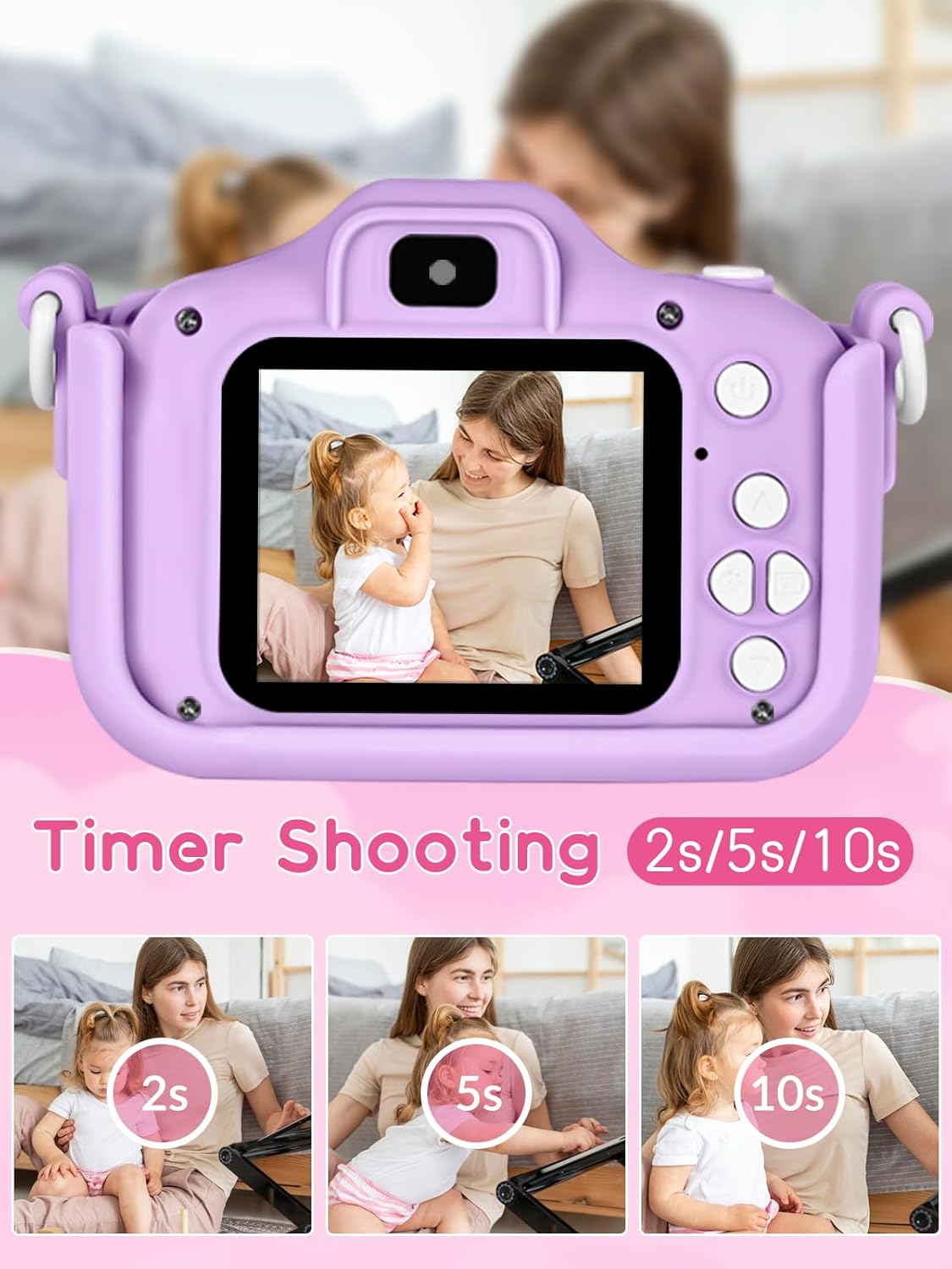 Image demonstrating the timer shooting feature with options for 2s, 5s, and 10s delays.