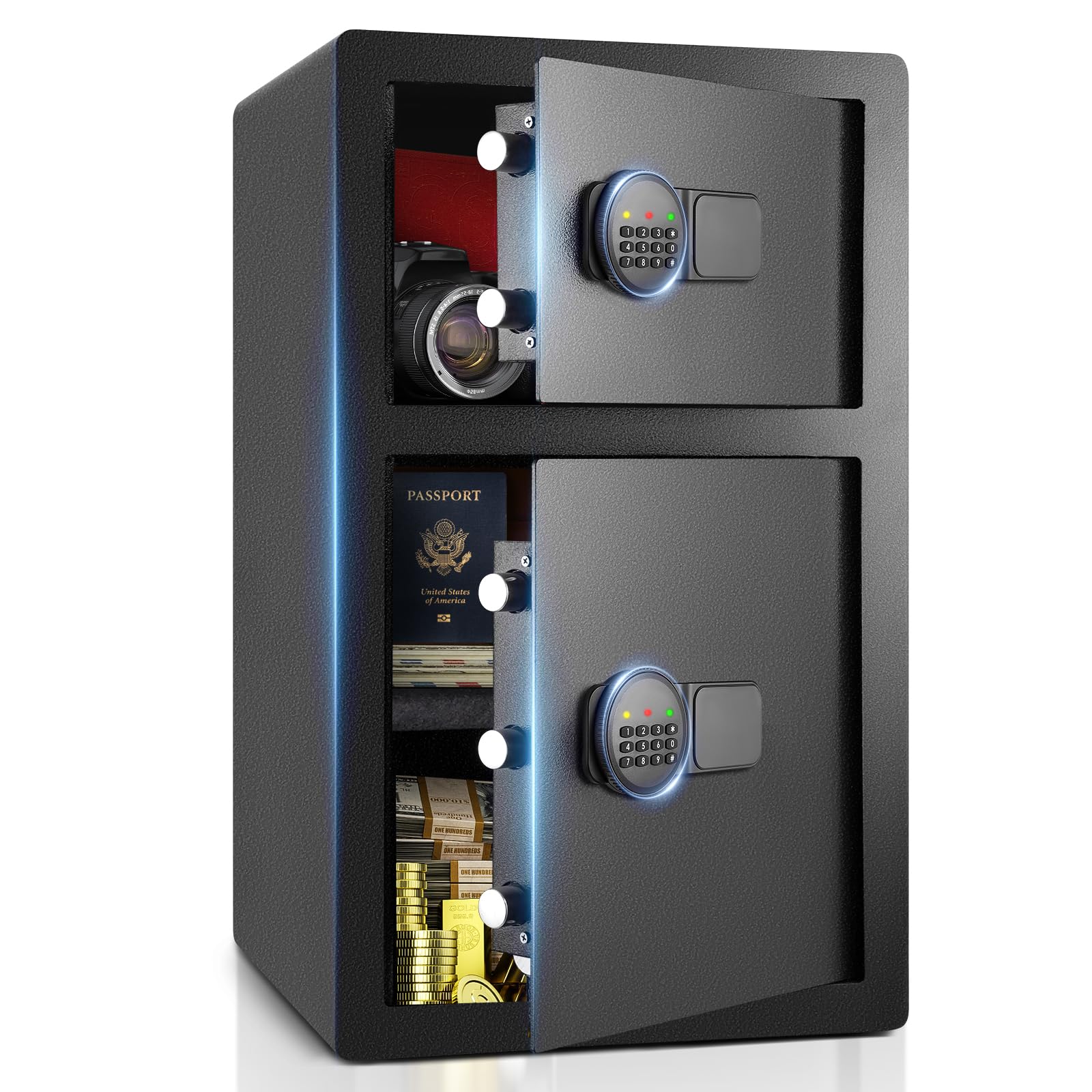 6.0 Cu ft Large Safe Box Fire-Resistant, Dual Door Safe with Digital Keypad and Deposit Slot & Alarm System, Money Safe With Mute Function and LED Light, Safe for Money Valuables