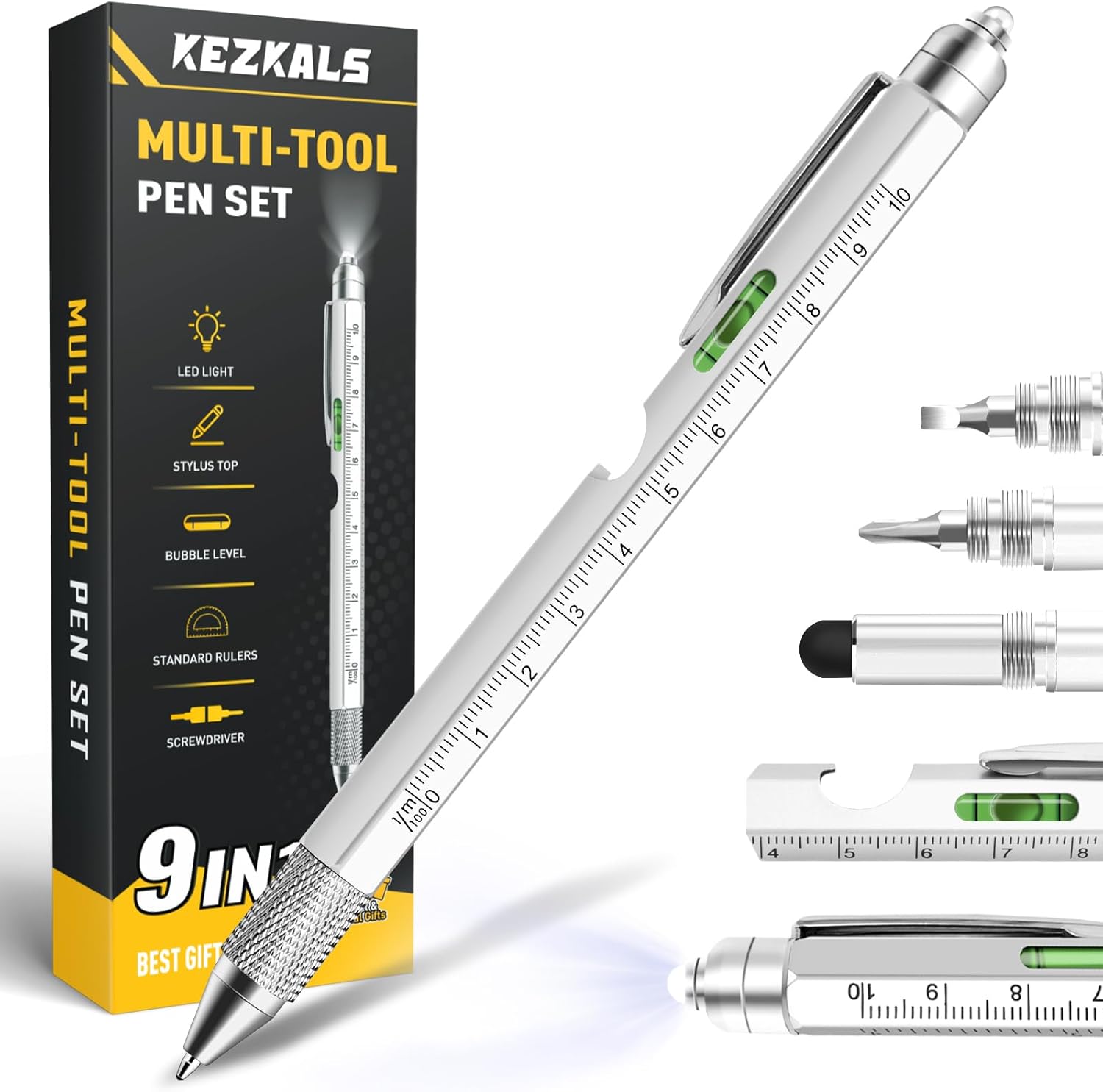 KEZKALS Valentines Day Gifts for Him Boyfriend, 9 in 1 Multitool Pen Gifts for Men, Mens Valentines Day Gifts for Husband, Birthday Gifts for Men Who Have Everything, Mens Gifts for Dad, Cool Gadgets