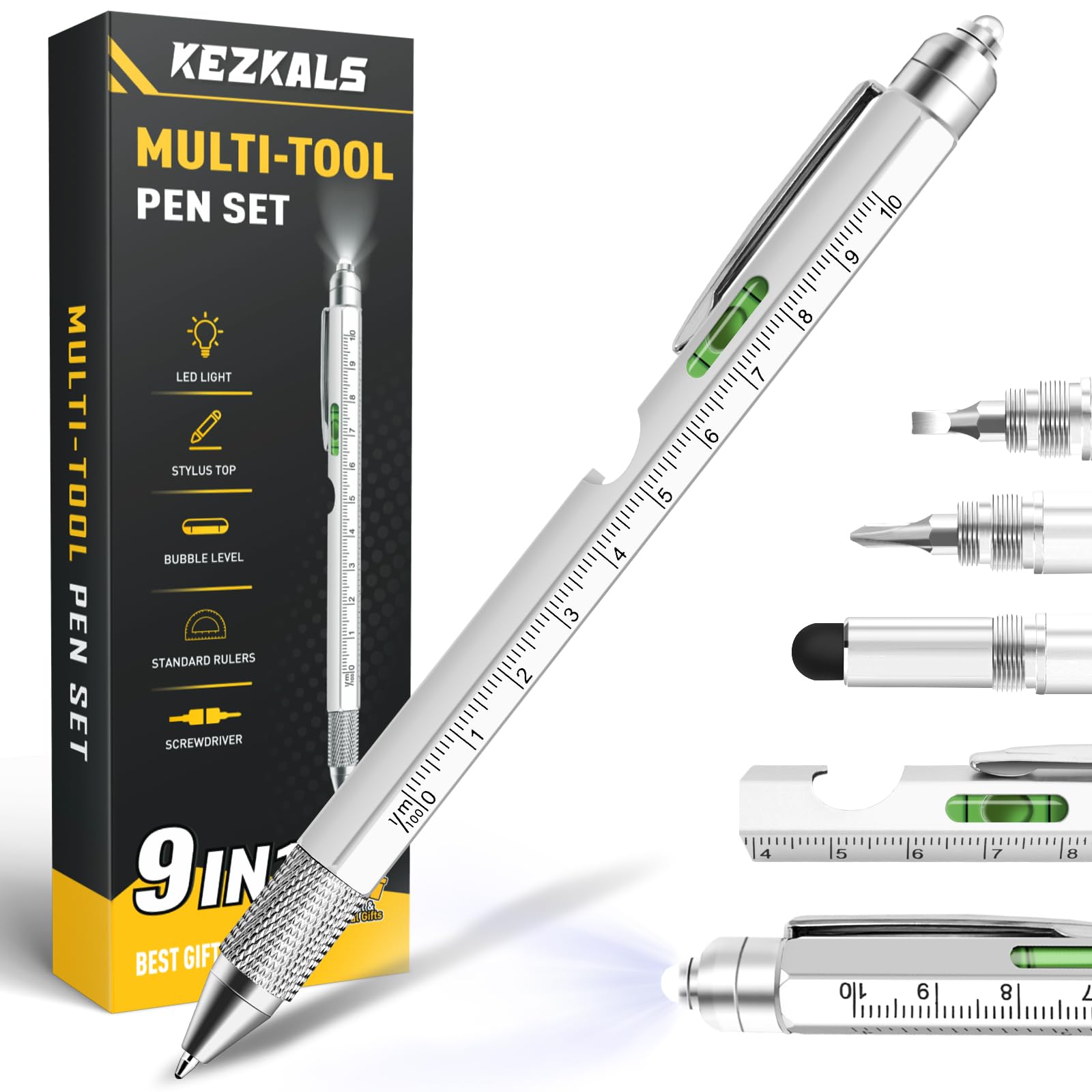 KEZKALS Valentines Day Gifts for Him Boyfriend, 9 in 1 Multitool Pen Gifts for Men, Mens Valentines Day Gifts for Husband, Birthday Gifts for Men Who