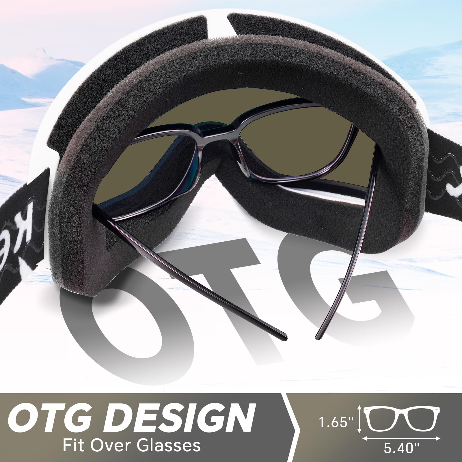 Keary Gogle narciarskie mężczyźni kobiety gogle snowboardowe gogle śnieżne dla dorosłych młodzieży OTG 100% ochrona UV gogle snowboardowe