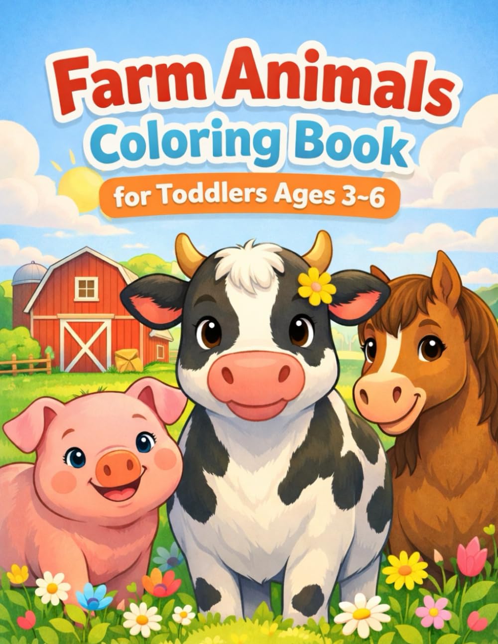 Farm Animals Coloring Book for Toddlers Ages 3–6: Cute and Easy Farm Animal Designs with Baby Animals | Single-Sided Pages for Little Learner