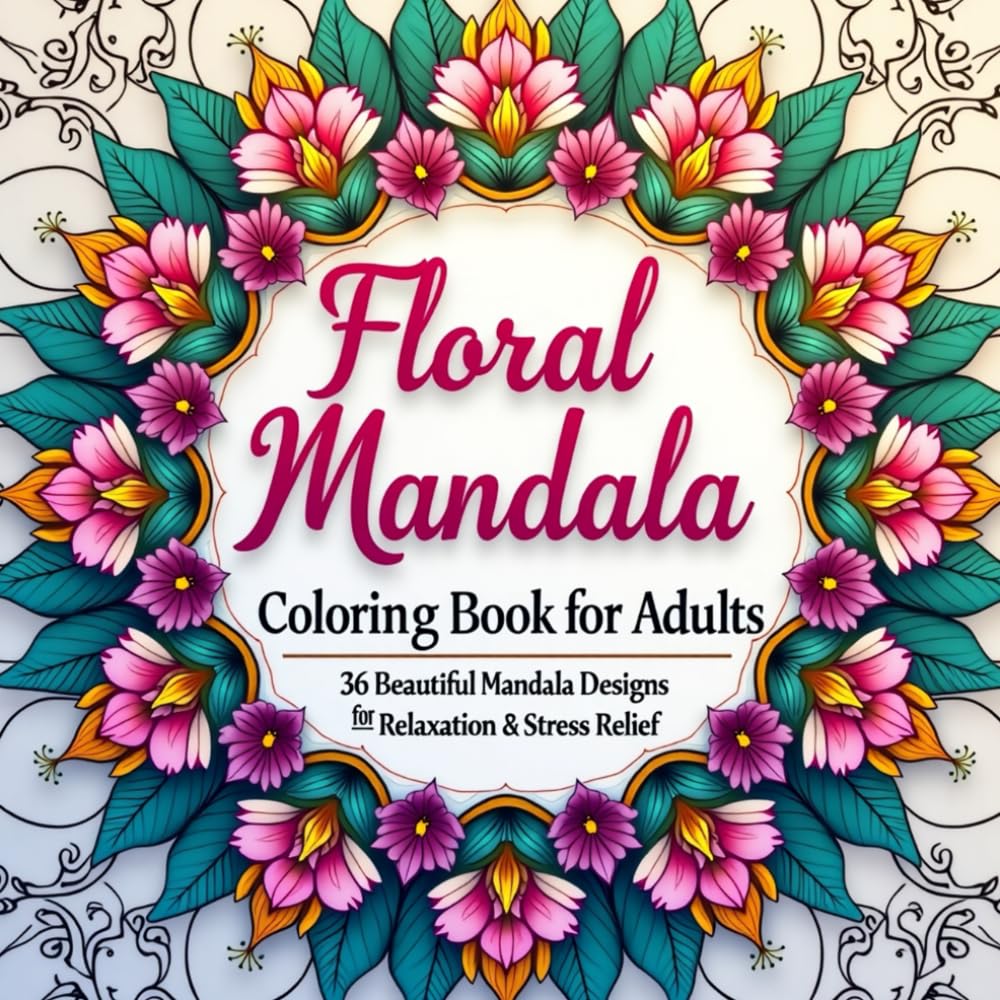 Floral Mandala Coloring Book for Adults: 36 Beautiful Mandala Designs for Relaxation & Stress Relief: Mindful Coloring Pages Featuring Elegant Floral and Botanical Mandalas