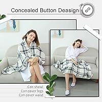 Vista 50 de XING YE CHUAN Fleece Wearable Blanket, Comfy Poncho Throw with Buttons, Plush Sleeveless Blankets, for Women Cape Wrap Cover