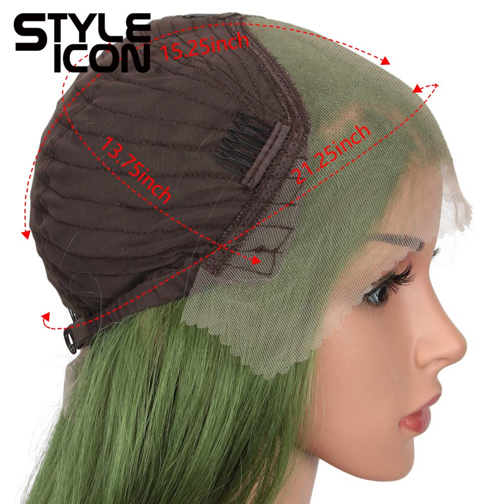 Style Icon Easy-360 Lace Wigs 28" Free Part Lace Frontal Wigs Green Synthetic Wig (28", QT GREEN14)