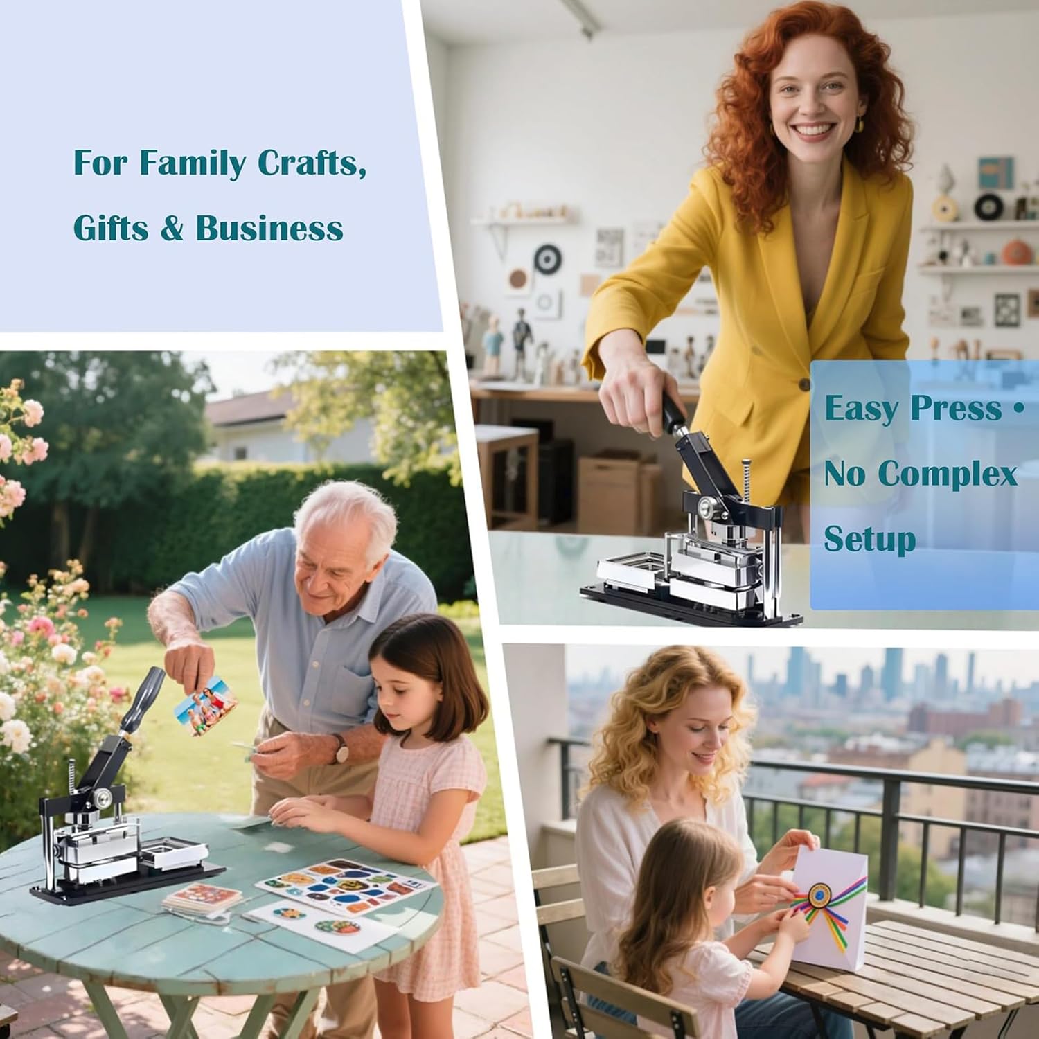 Fridge Magnet Maker Kit 3x2inch/3.5x2.5inch Rectangle Button Magnets Maker Machines DIY Photo Magnet Making Machine with Paper Cutter & 100 Sets Supplies