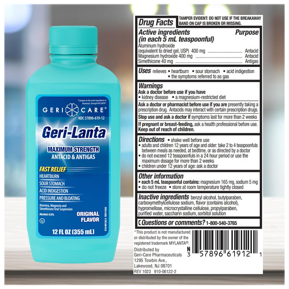 GeriCare Maximum Strength Geri-Lanta Antacid & Antigas for Heartburn, Acid Indigestion, Pressure and Bloating, Liquid, 12 Fl Oz (Pack of 1) — Amazon image 5