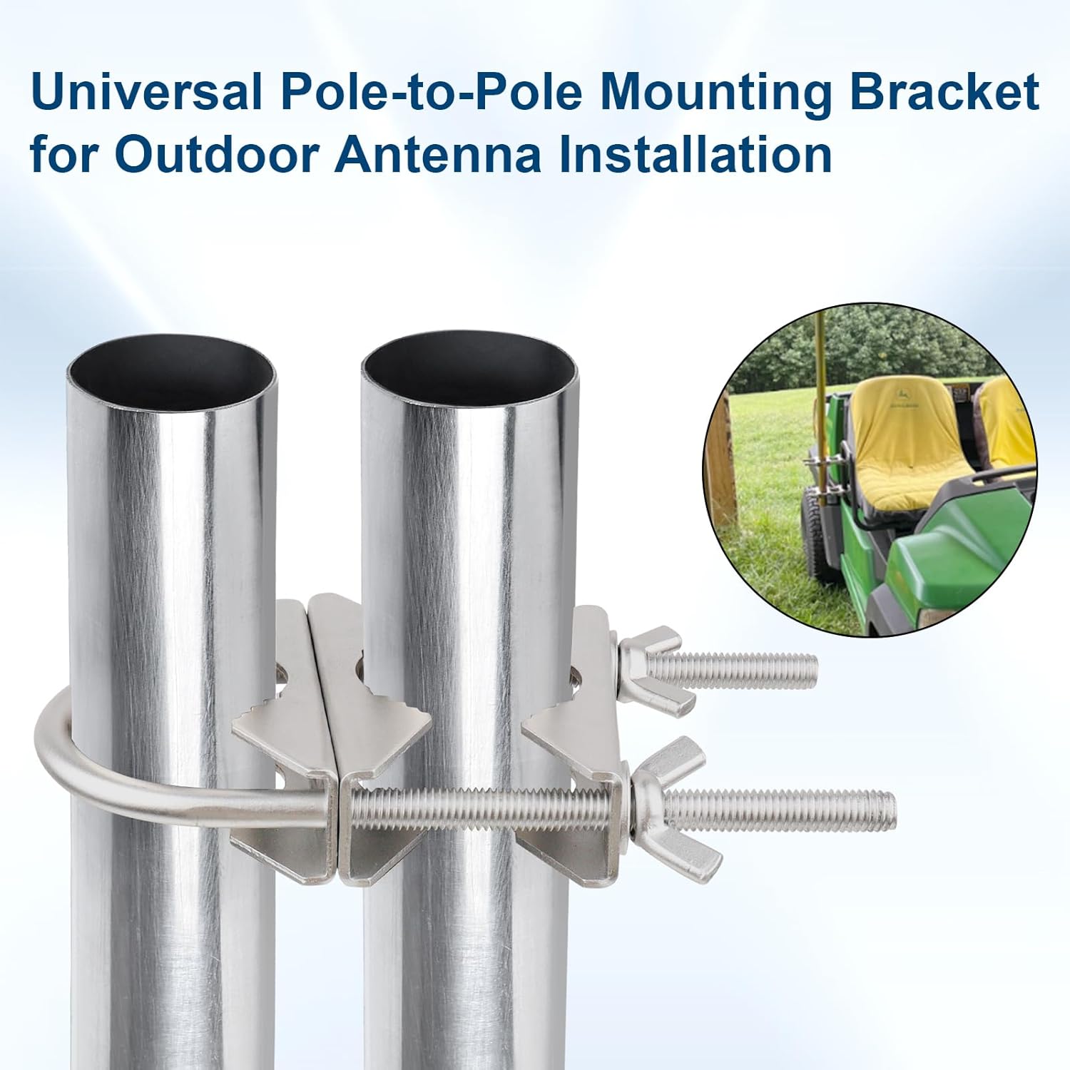 Dual Antenna Mast Clamp, Galvanized Iron U-Bolt Mounting Bracket for Antennas, Surveillance Poles, Outdoor Equipment, and Flagpoles 4PCS