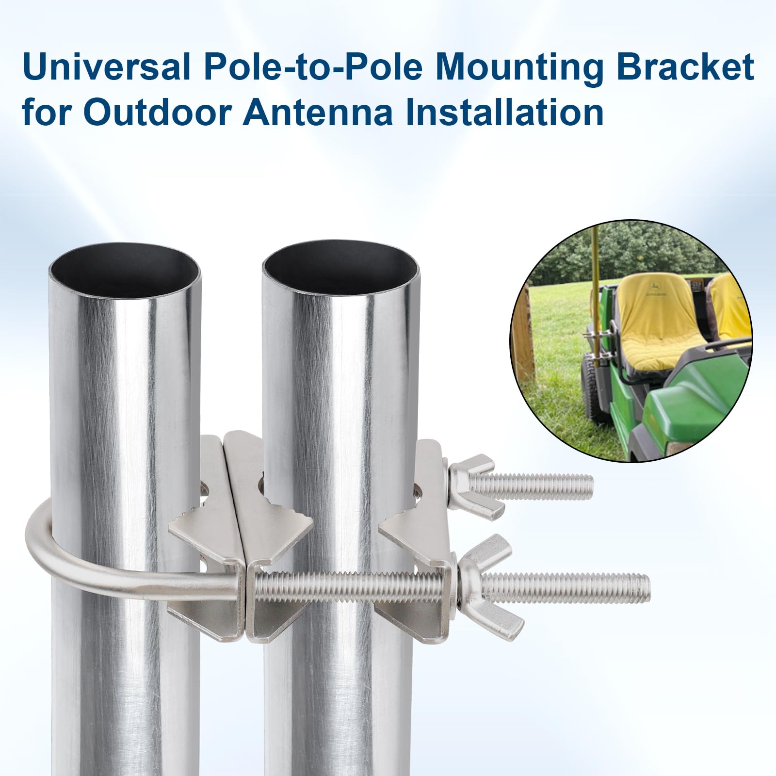 Abrazadera de mástil de antena doble, soporte de montaje de perno en U de hierro galvanizado para antenas, postes de vigilancia, equipos al aire libre y mástiles de bandera, 4 unidades