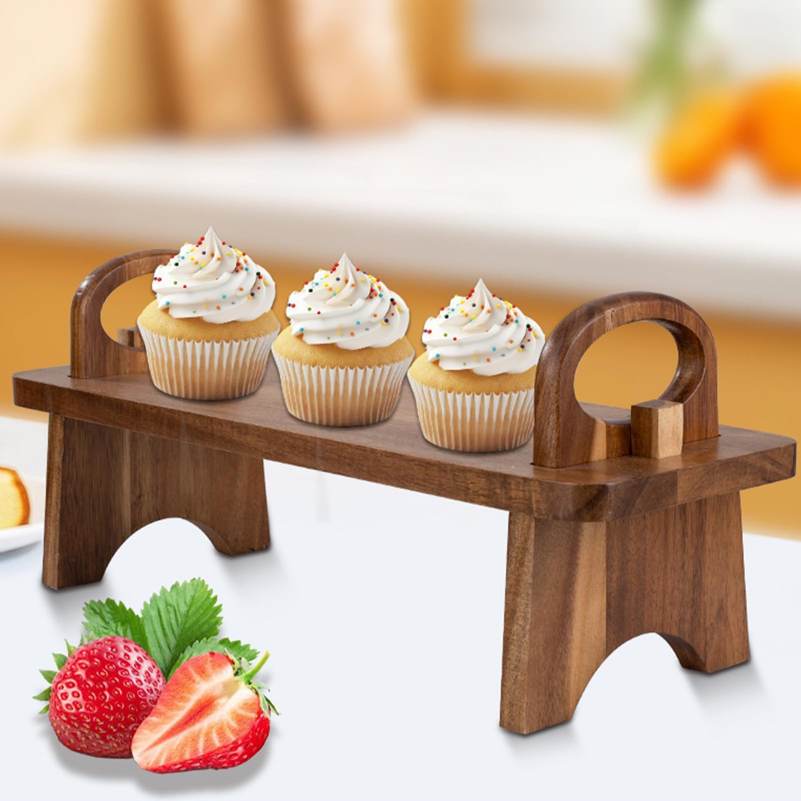 Vassoio da portata in legno di acacia rustico, versatile alzata per cupcake, alzata alta per matrimoni, feste e buffet, ideale per dessert e formaggi, espositore per insalate, Thanng Catering