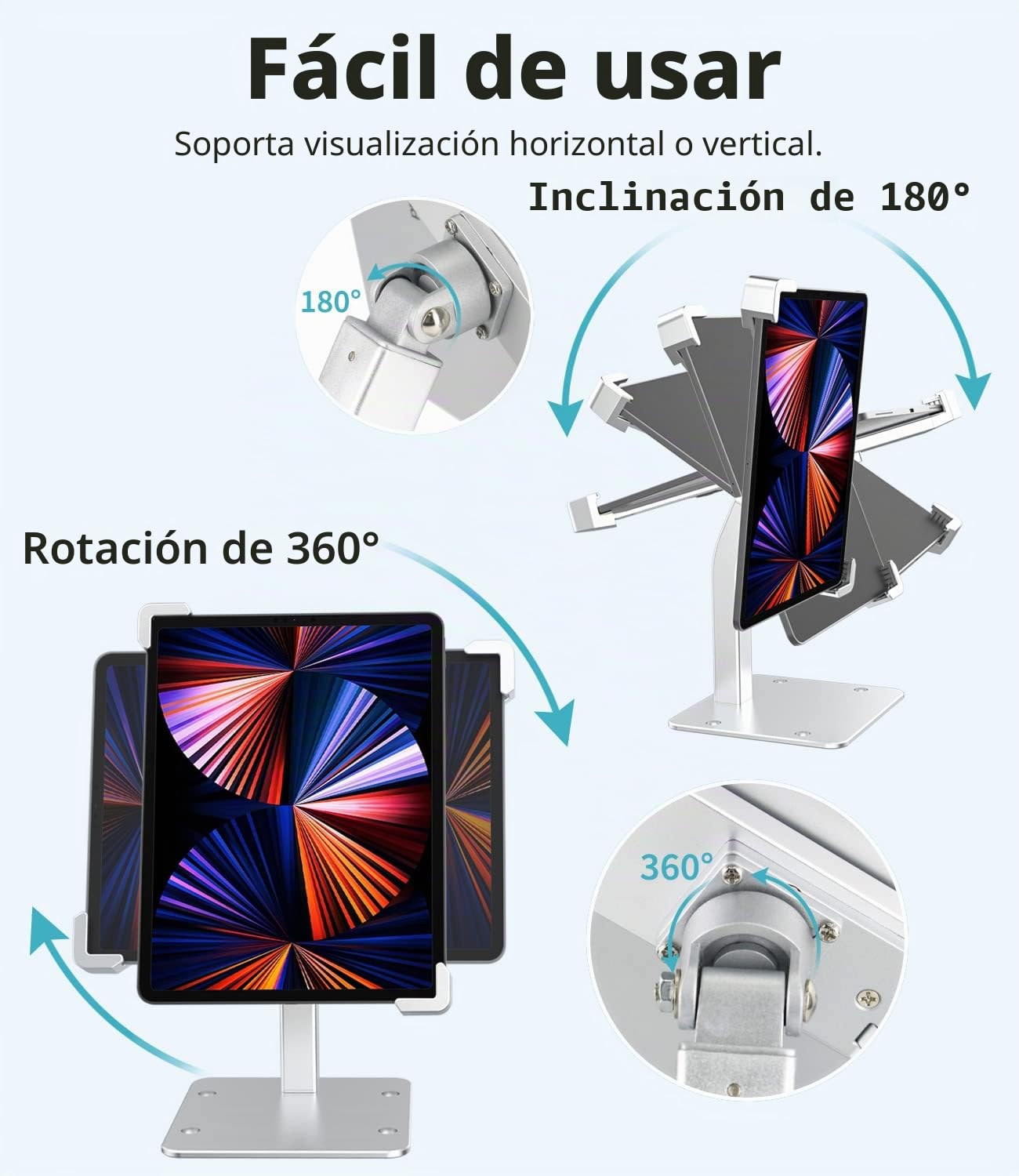 Soporte para Tableta Antirrobo, Aluminio Soporte iPad Antirrobo para Escritorio Quiosco Minorista, Candado de Seguridad y Llave, para iPad Pro 12.9 13, iPad Air, Galaxy Tab, Tabletas 9-14"