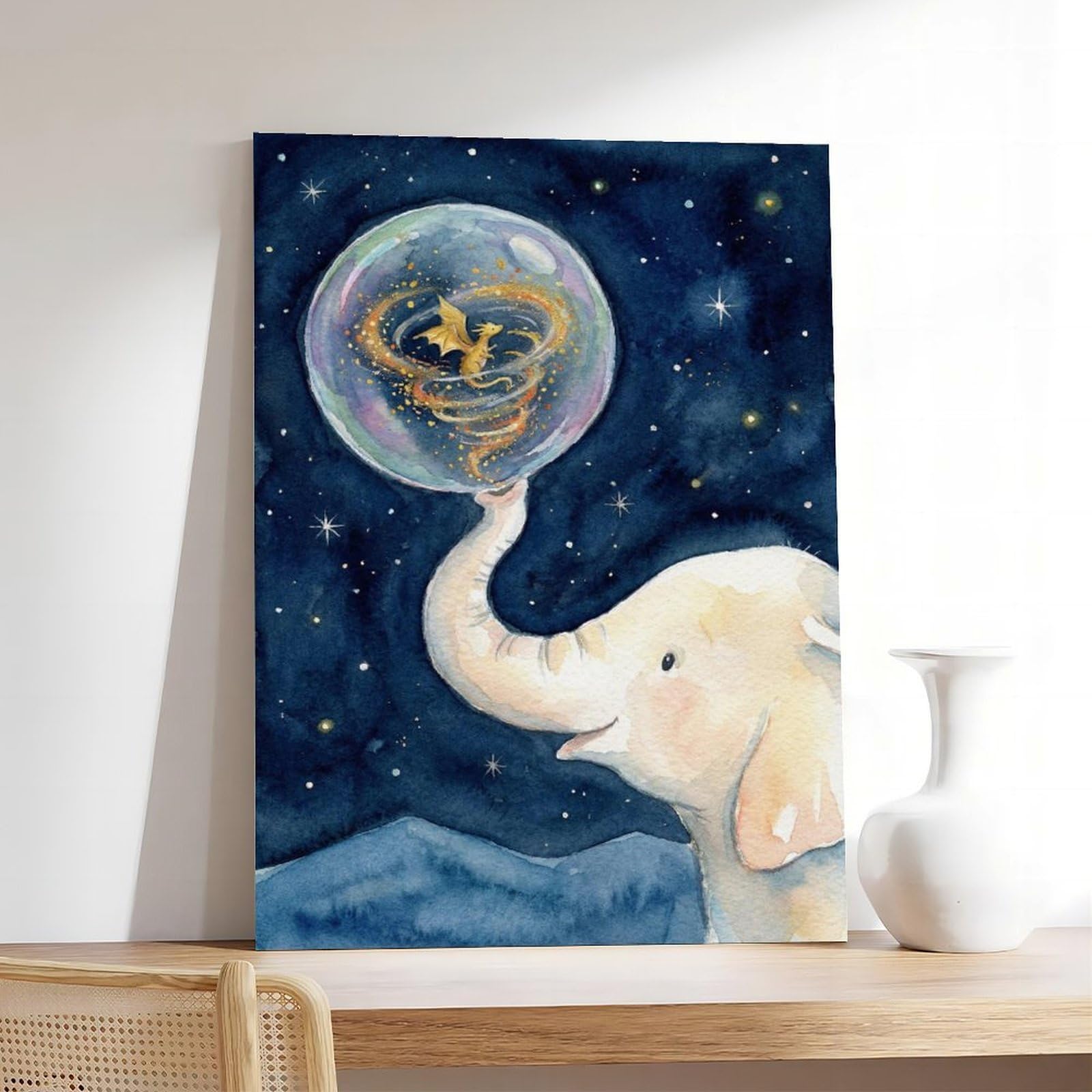 Poster su tela con elefante e drago, decorazione per camera da letto, idea