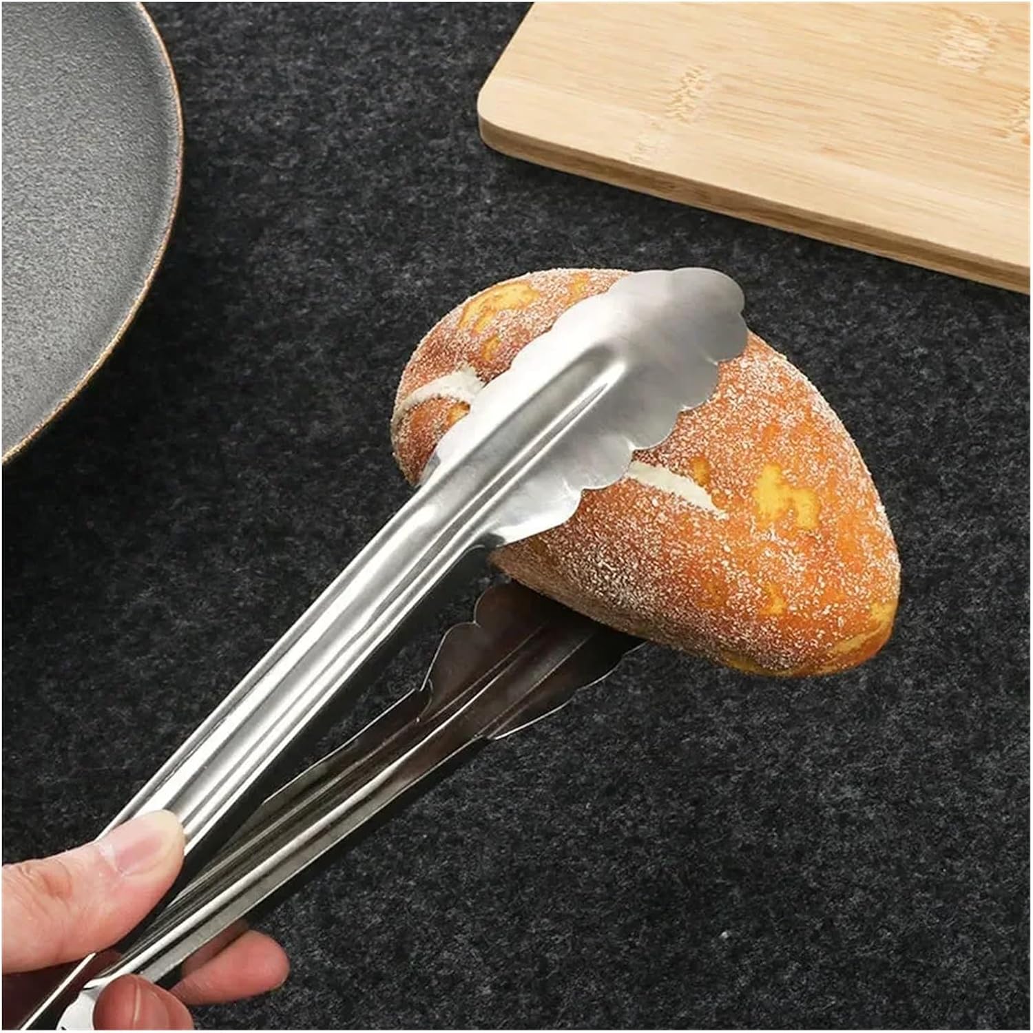 BBQ Stainless Steel Bread Clip Kitchen Food Tool Heat Bread Salad BBQ Cooking Serving Utensil Clip Clamp Meat Barbecue Tools Buffet Accessories(9 inch)