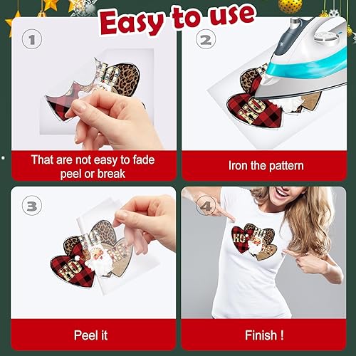 Miniatura 7 de 12 hojas de vinilo de transferencia de calor de Navidad, transferencia de calor de Navidad para camisetas, calcomanías de vinilo HTV de Navidad para
