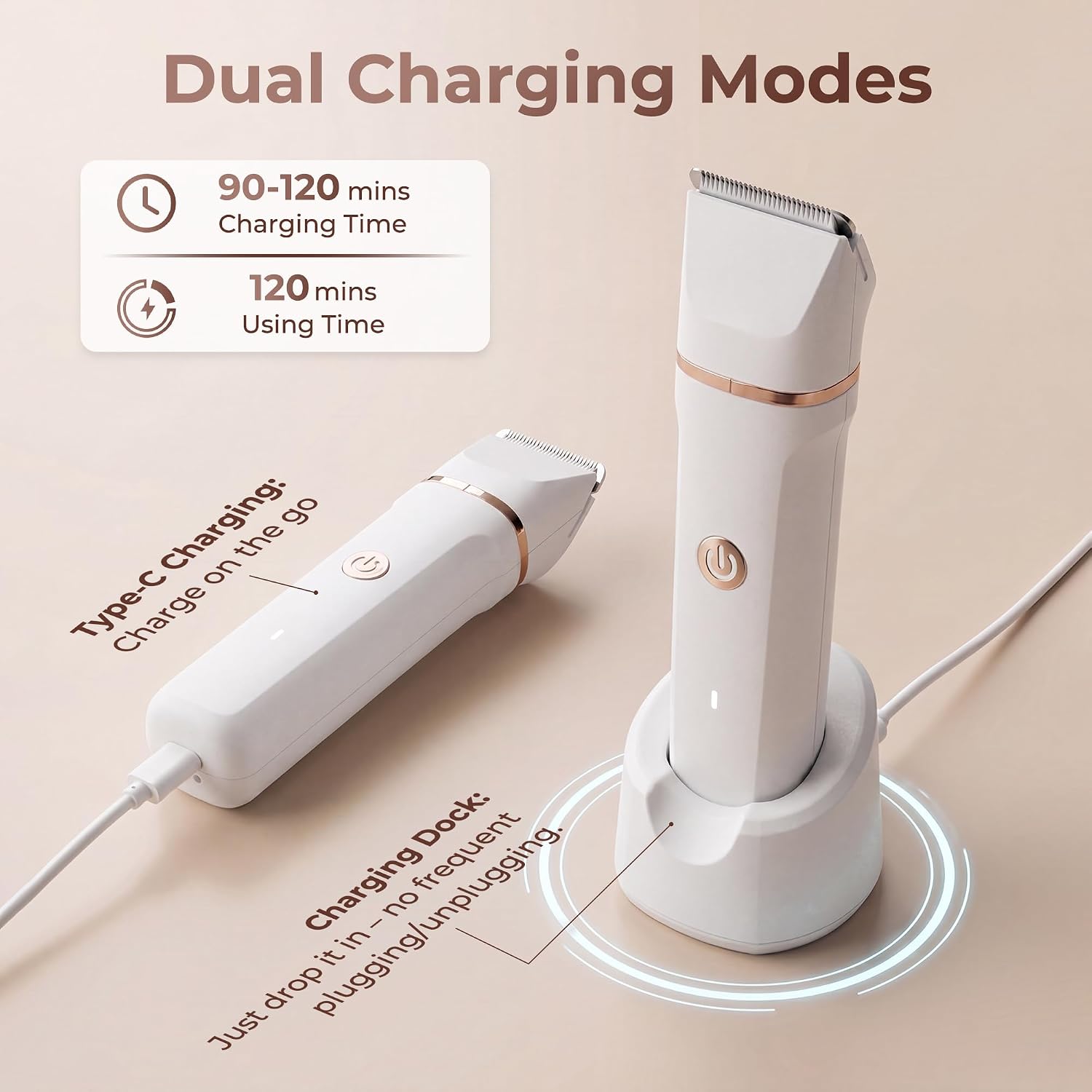 4-in-1 Bikini Trimmer Electric Razors for Women, Ceramic Blade Body Hair Trimmer, IPX7 Waterproof Rechargeable Lady Shaver, Personal Groomer for Legs & Pubic Hair, Gifts for Women