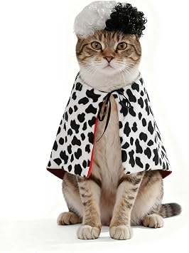 Dalmatian Dog Halloween Costume Outfit,Pet Cape with Wig,S