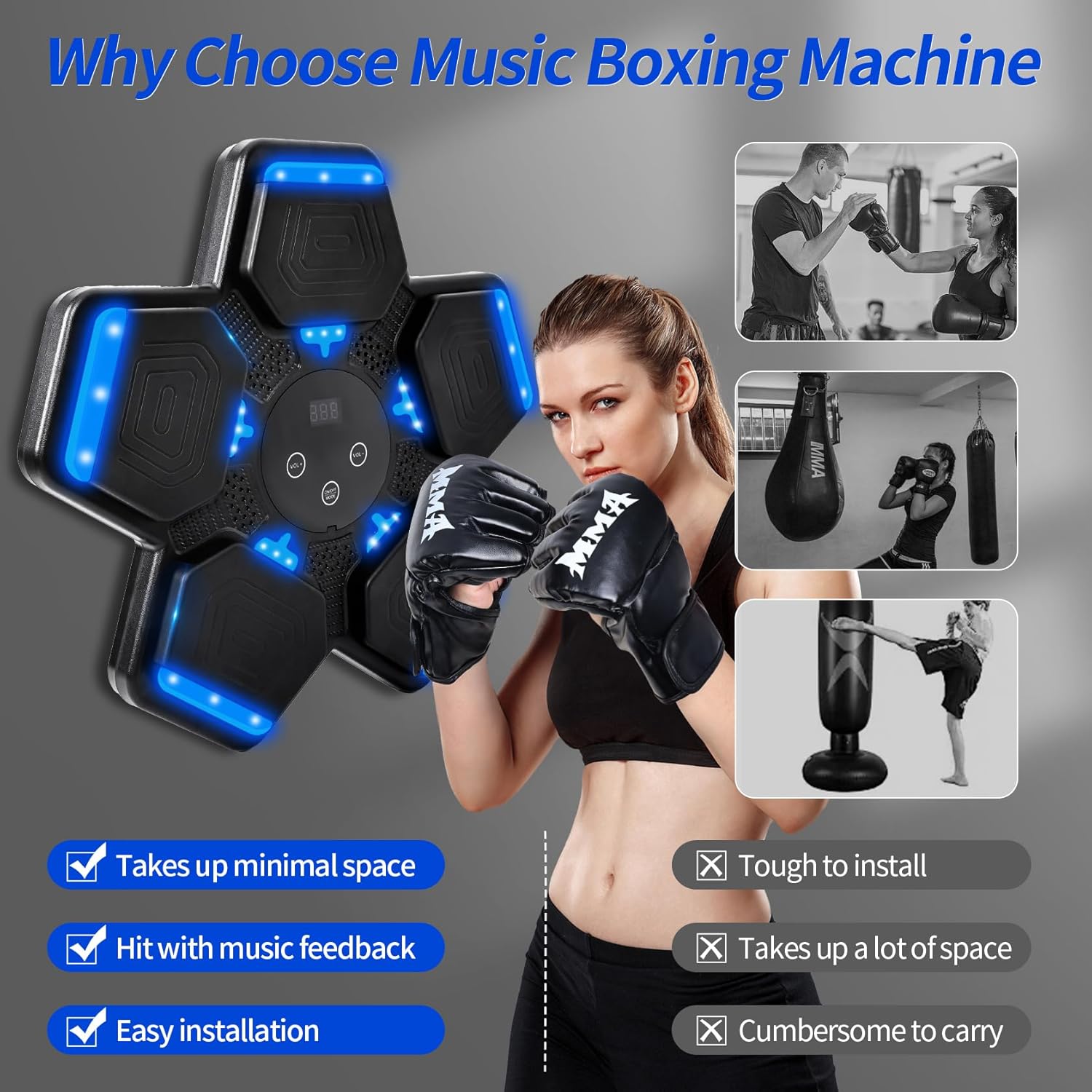 Music Boxing Machine for Adults and Kids, Smart Bluetooth Boxing Training Equipment with Gloves, Target Workout Equipment for for Home, Office - Image 4