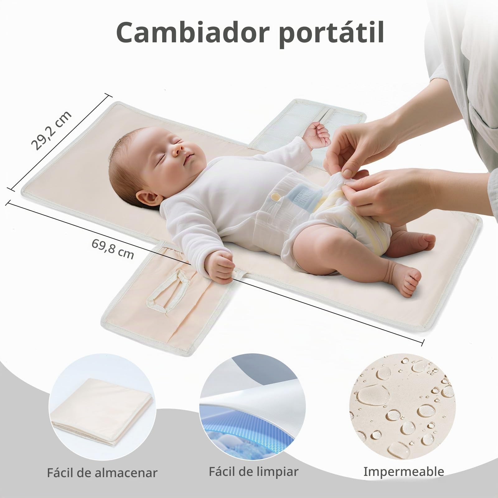 CEI-CEI Mochila Cambiador de Neopreno Impermeable, Gran Capacidad para Bebé Recién Nacido, Mochila de Viaje para Mamá y Papá con Bolsillos Térmicos y Cambiador Portátil Incluido