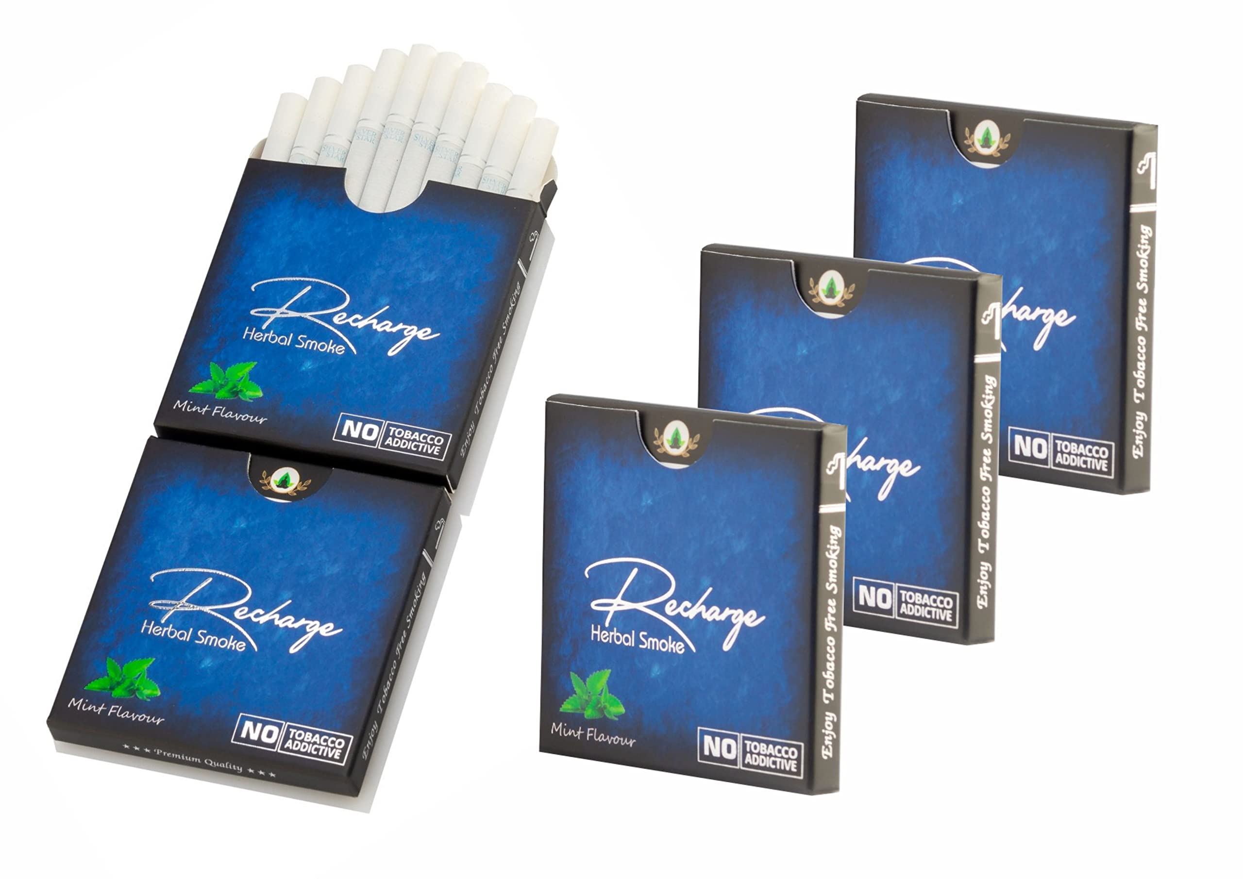 Aarogyam Herbals Cigarette 100% Tobacco & Nicotine Free Smoke, for Relieve Stress & Mood Enhance of Smokers - (10 Sticks in Each Packet) (RECHARGE - MINT FLAVOUR, 5 Packets)-image-39