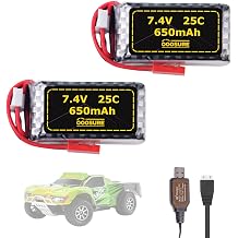 7.4V 650mAh 25C Battery Compatible with FPV Quadcopter Remote Control High-Capacity Model RC Aircraft LiPo Batteries with 2S USB Charger