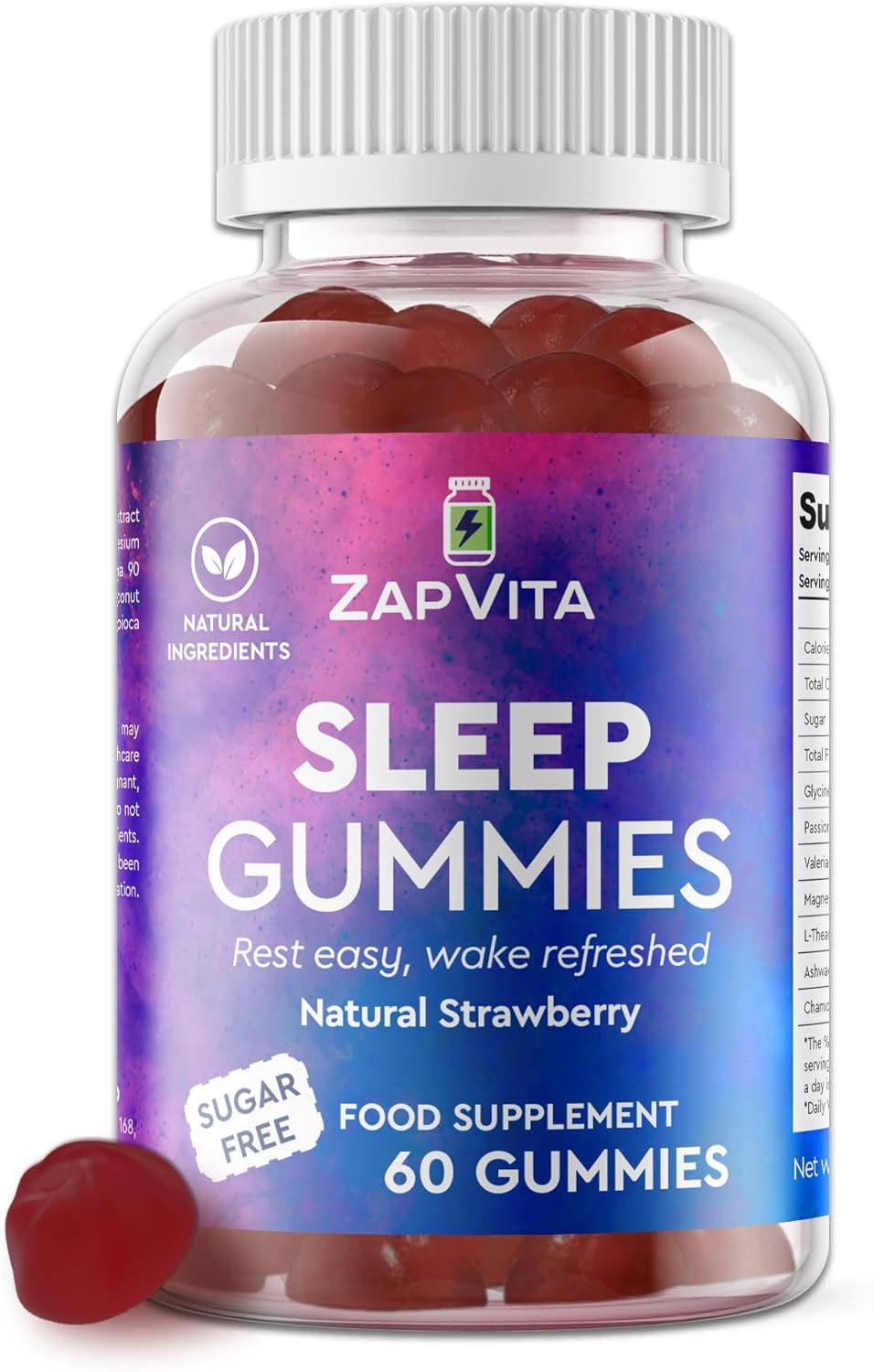 ZAPVITA 60-Chews Sleep Support for Adults – Extra Strong Natural Sleep Gummies with L-Theanine, Magnesium & Herbal Calming Blend – Gummy for Adult Restful Night & Relaxation – Night Time Support