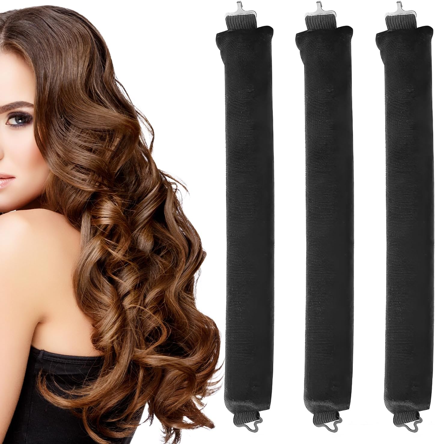3 stuks Heatless Blowout Rods Heatless Curlers Overnight Blowout Rods Heatless Curling Rod Heatless Curlers Diy Haarstyling Apparaten voor lang kort golvend haar (zwart)