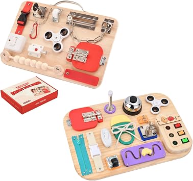 Potatomato Motessori Wooden Busy Board & Rainbow Busy Board
