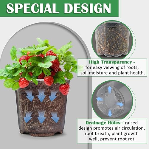 Miniatura 4 de Paquete de 30 macetas transparentes de vivero de 76543 pulgadas para plantas, macetas de plástico flexible con agujeros de drenaje, macetas