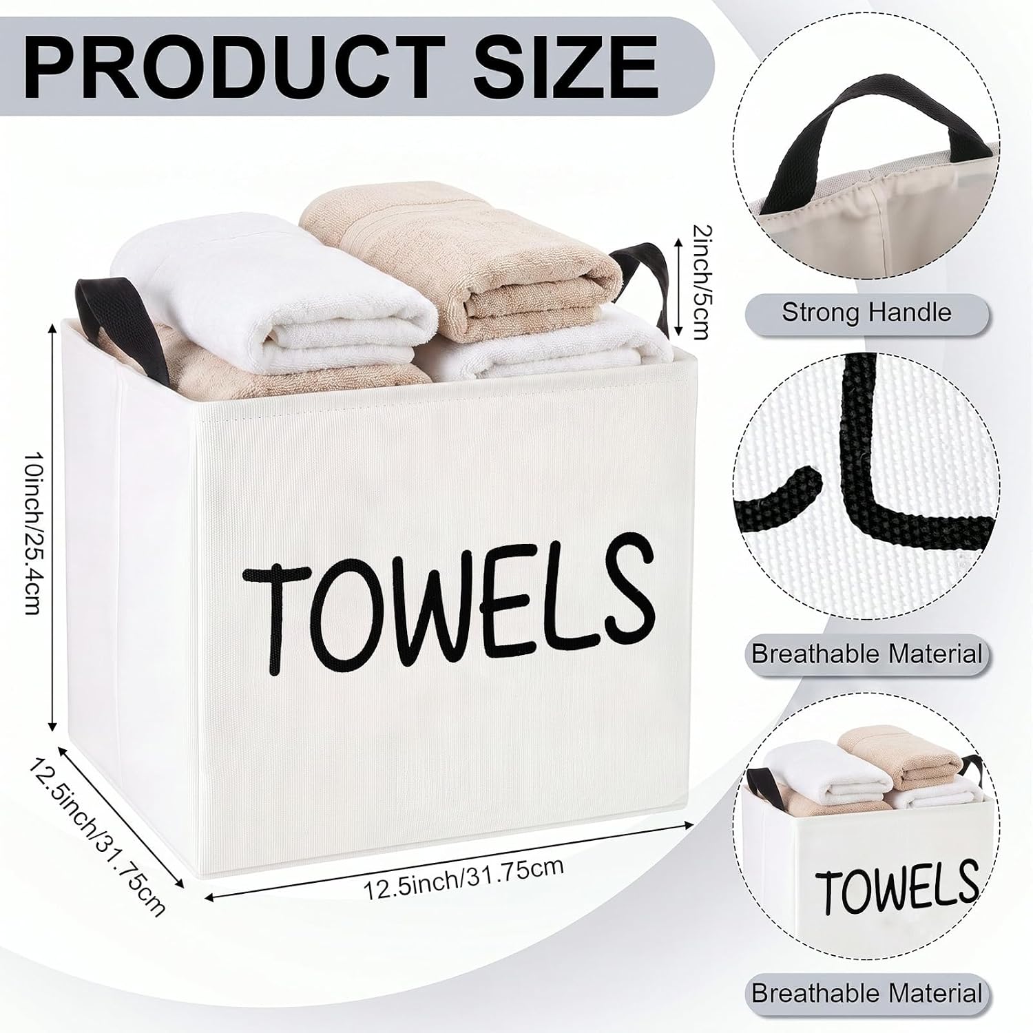 FillTouch Canvas Laundry Basket, Towels Storage Bin and Organizer image 2
