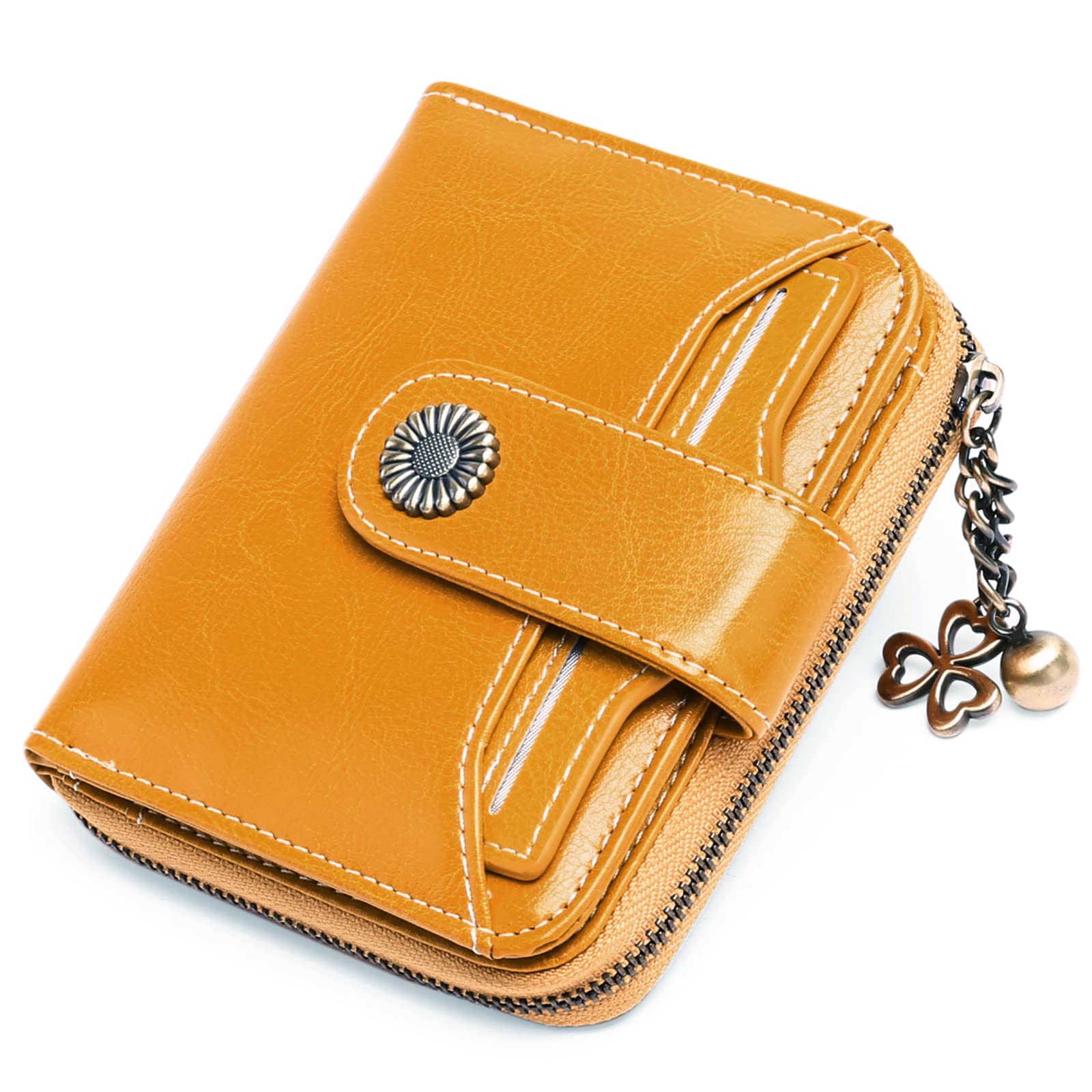 SENDEFNPurses for Women Genuine Leather Small Bifold Compact Womens Wallet with RFID Protection