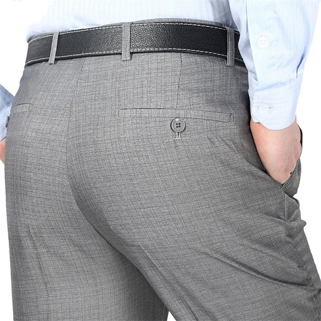 Vogrtcc Pantaloni Larghi da Uomo con Pieghe Doppie, Pantaloni Eleganti Neri