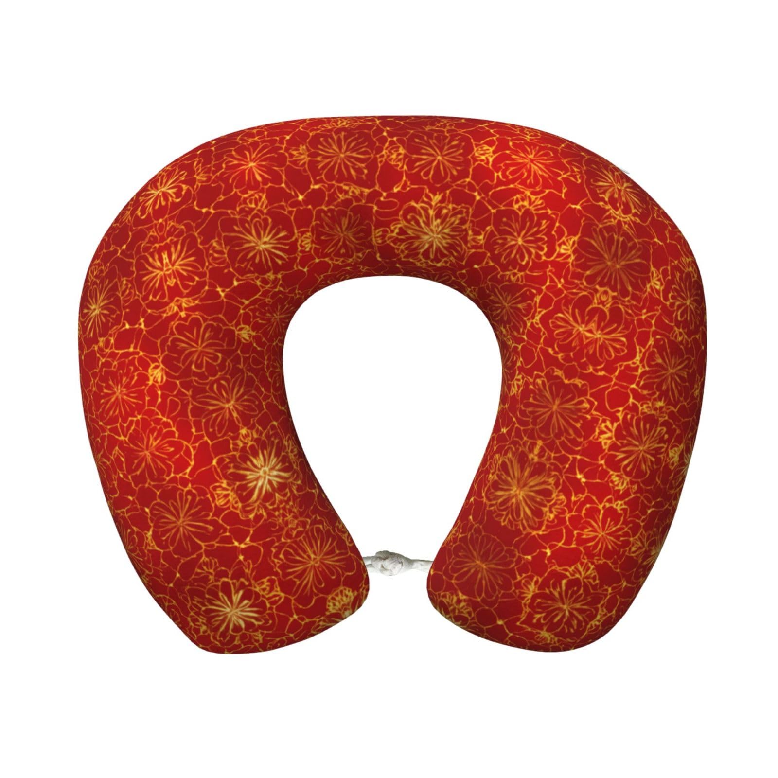 XingFox Flower Print Custom U-Shaped Travel Pillow,Memory Foam Cervical Neck Pillow,for Napping,Plane,Car,Home,Office