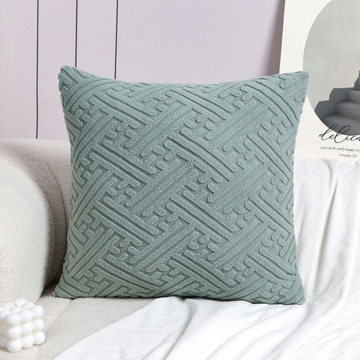 Super King Size Pillow Cases,Square Rectangle Cushion Covers Soft Corduroy Stretch Throw Pillow Cover Various Sizes Decorative Pillowcases For Bedroom Sofa Pillows(Matcha Green,60x60cm/24x24inch) — image 1