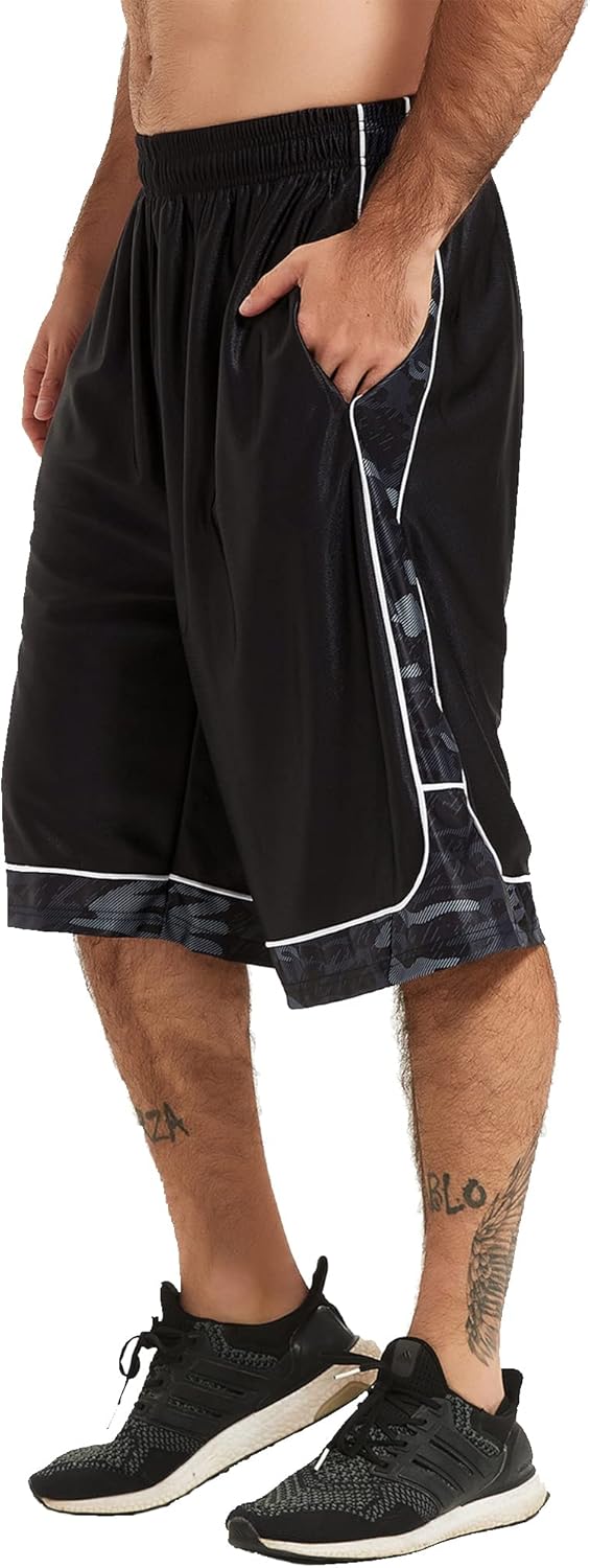 HQUEC Men's 12" Athletic Shorts Long Basketball Workout Shorts Below Knee Loose-Fit with Pockets - Image 2