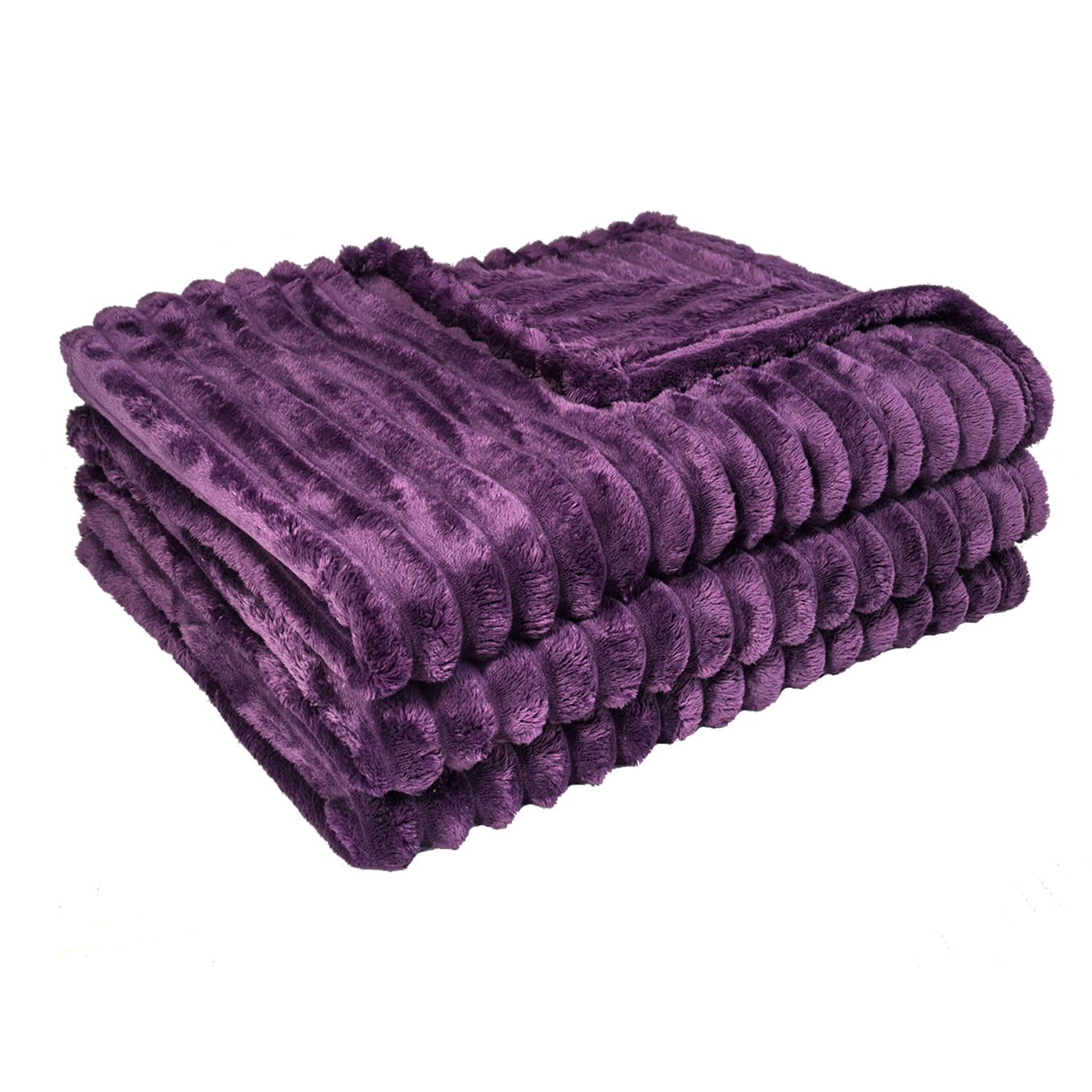 De Lavish Throw Soft Fleece Fluffy Warm Cosy Bed Throw for Sofa and Bed For Winter and Summer (Purple, Large 200x240 cm)