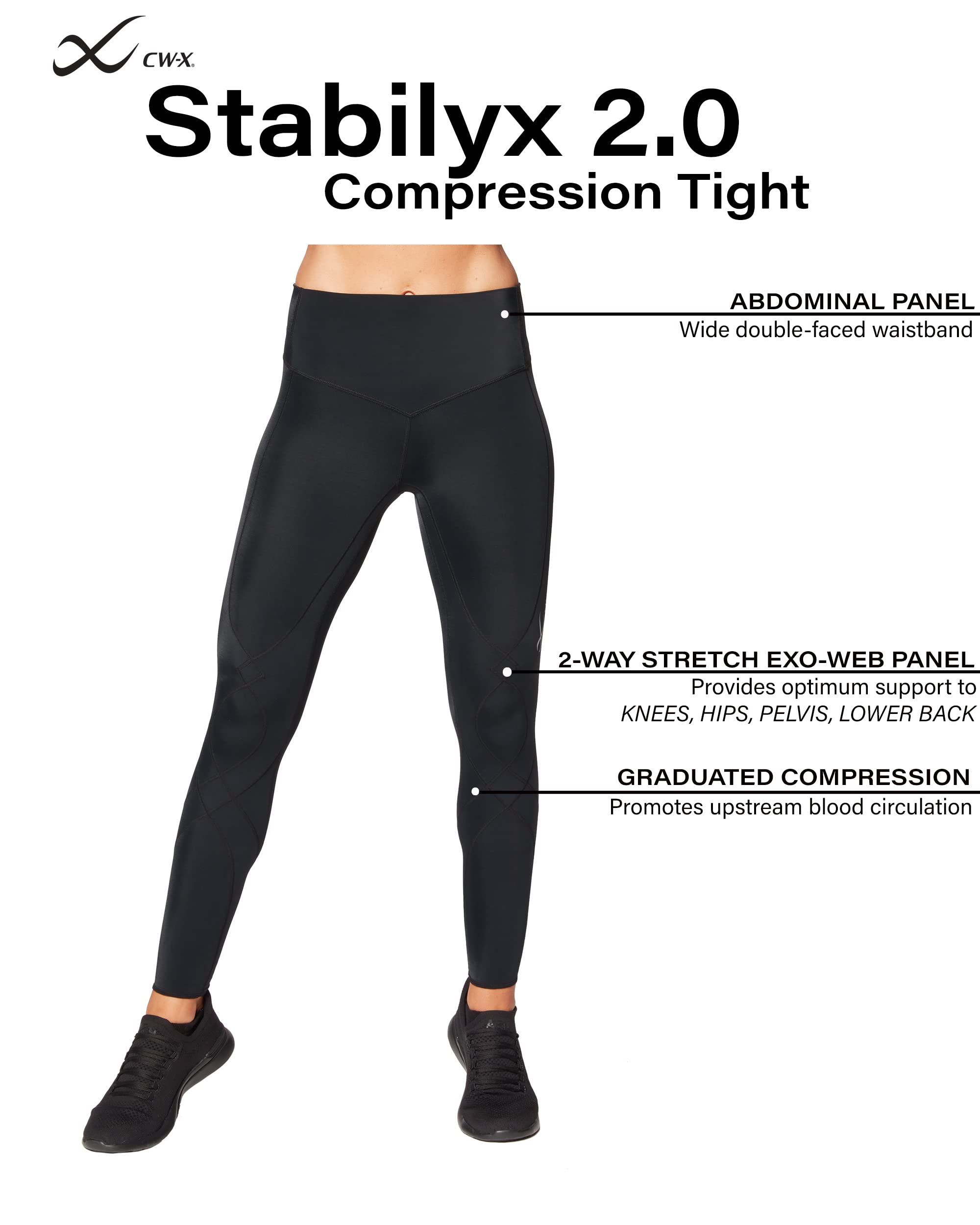 【新品】ワコール CW-X STABILYX® MODEL 2.0 CW-X Stabilyx 2.0 Joint Support Compression Tight, Black, X