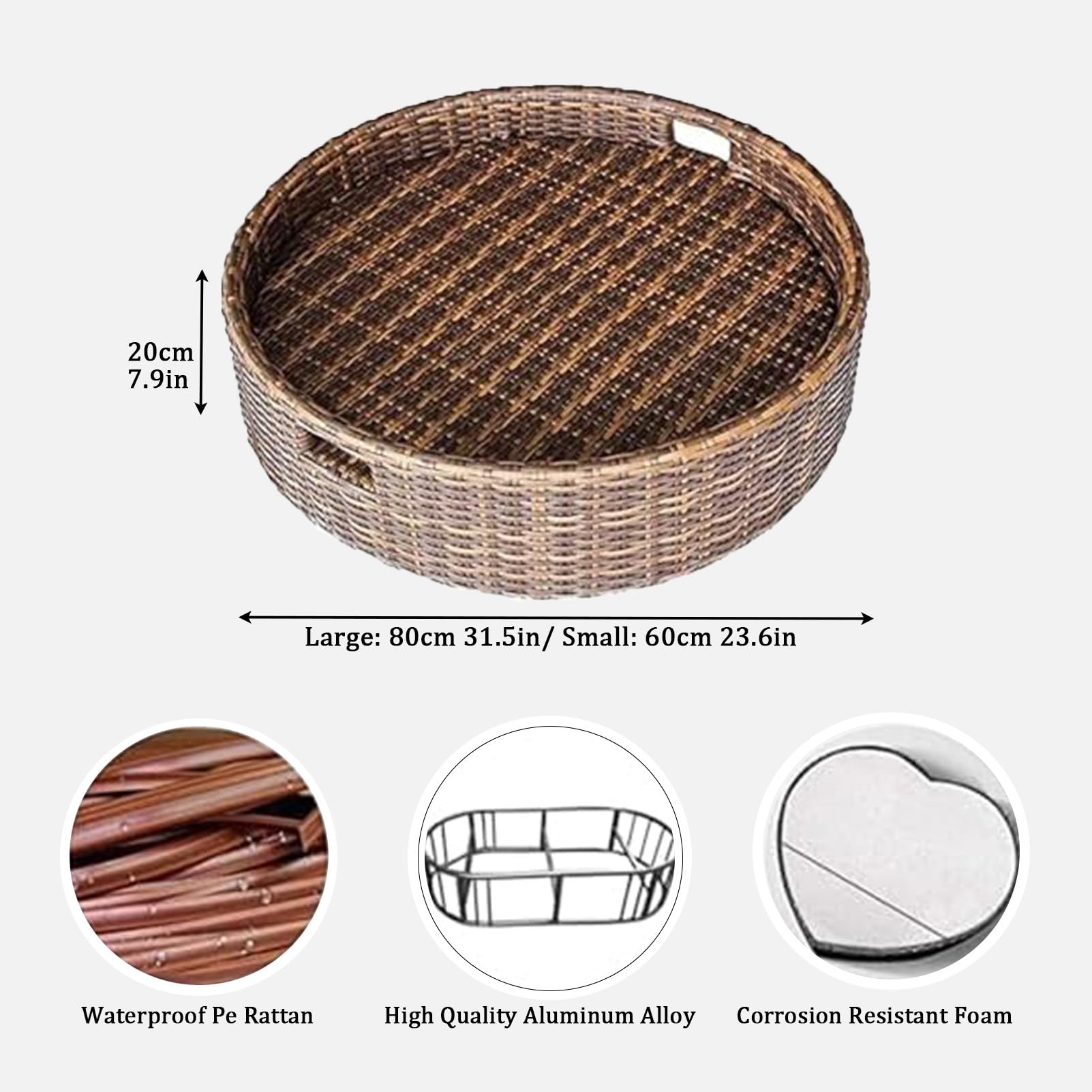 Vassoio galleggiante per piscina, vasca idromassaggio o spiaggia, perfetto per divertimento estivo, relax e intrattenimento, bianco, 80 cm