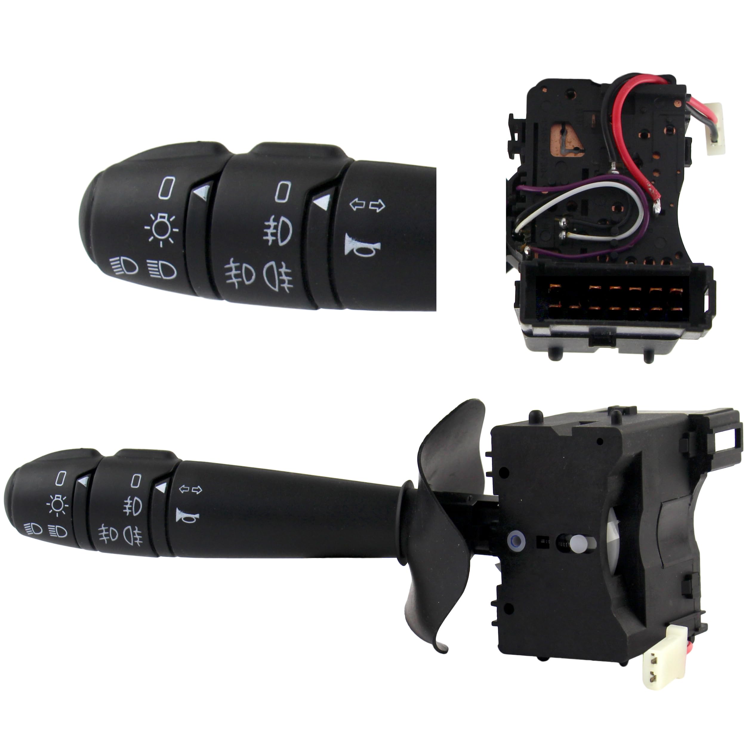 Commodo compatible pour Clio 2, Kangoo 1, Master 2, Trafic 2, Megane 1, Scenic 1 (1995-22014) AVEC ANTIBROUILLARDS AVANT + ARRIÈRE (Noir) 7701040730 | 7701053058 | 7701066570