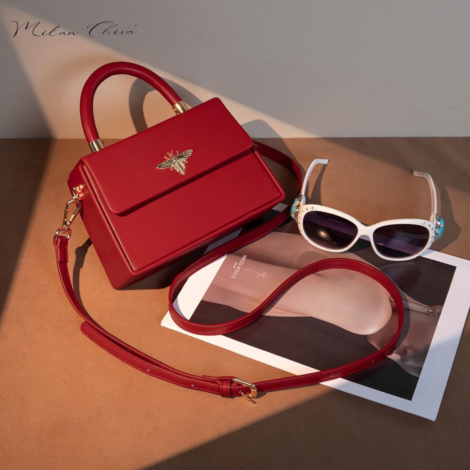 Milan Chiva Small Top Handle Purses for Women Mini Satchel Crossbody Bag Elegant Square Bag - Image 2