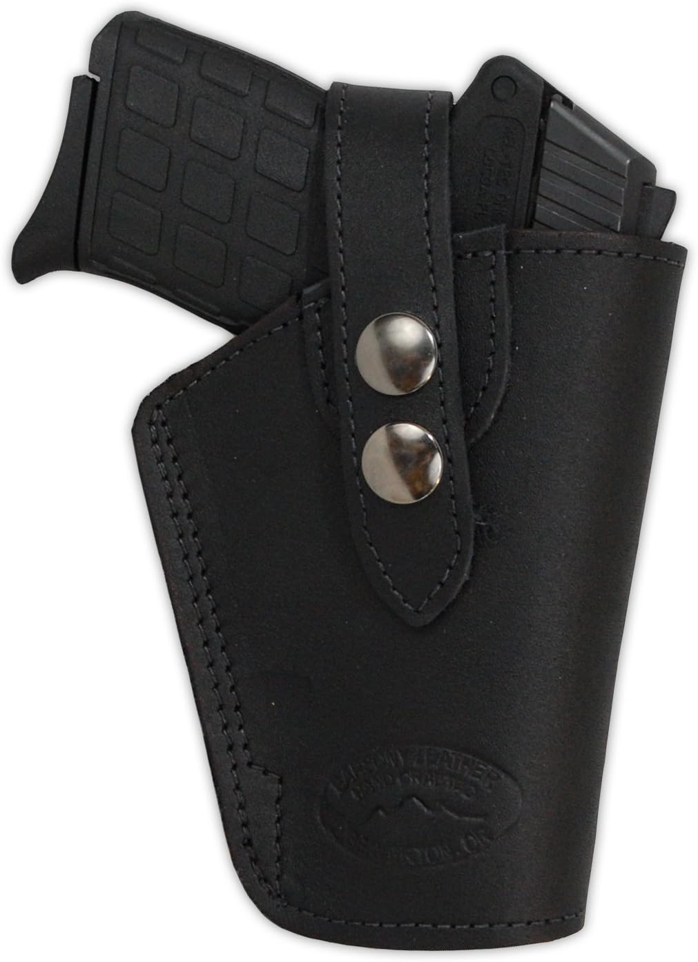 Barsony Black Leather Belt Clip Holster for Small Frame .380 and Ultra-Compact 9mm 40 45